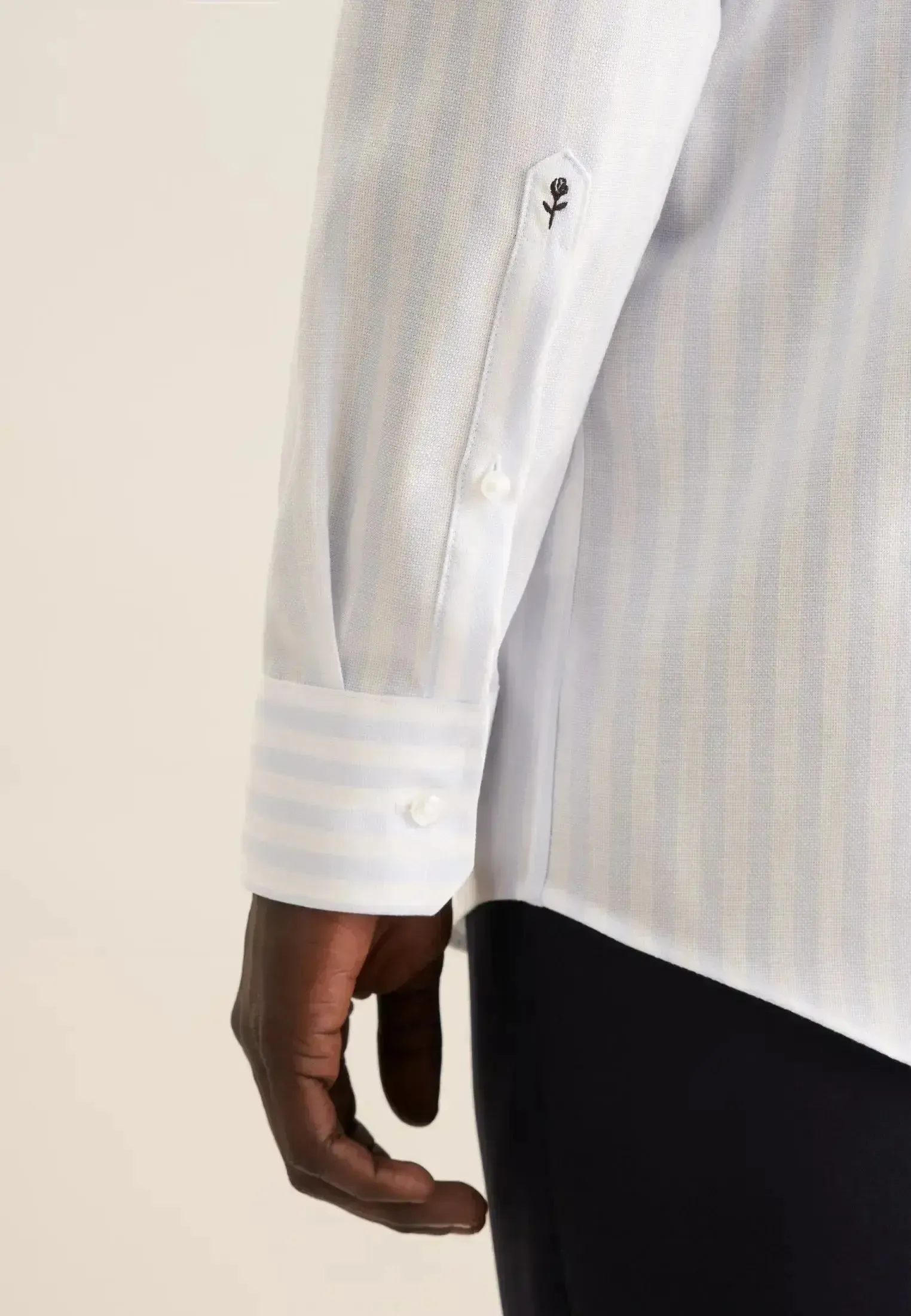 Seidensticker Mens Regular Fit No Iron Spread Kent Structured Stripe Business Shirt Light Blue - Image 5