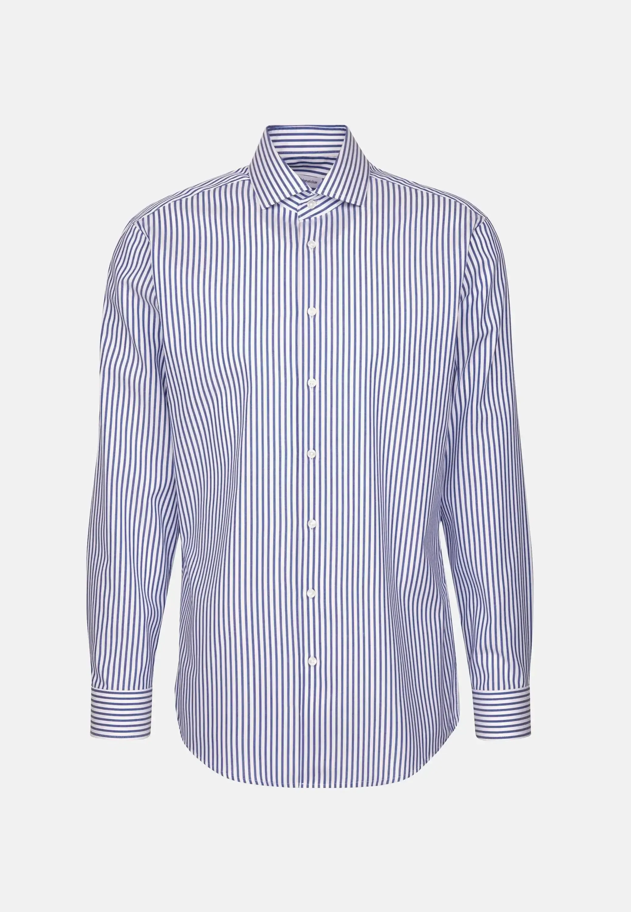 Seidensticker Mens Regular Fit No Iron Spread Kent Structured Stripe Business Shirt Mid Blue