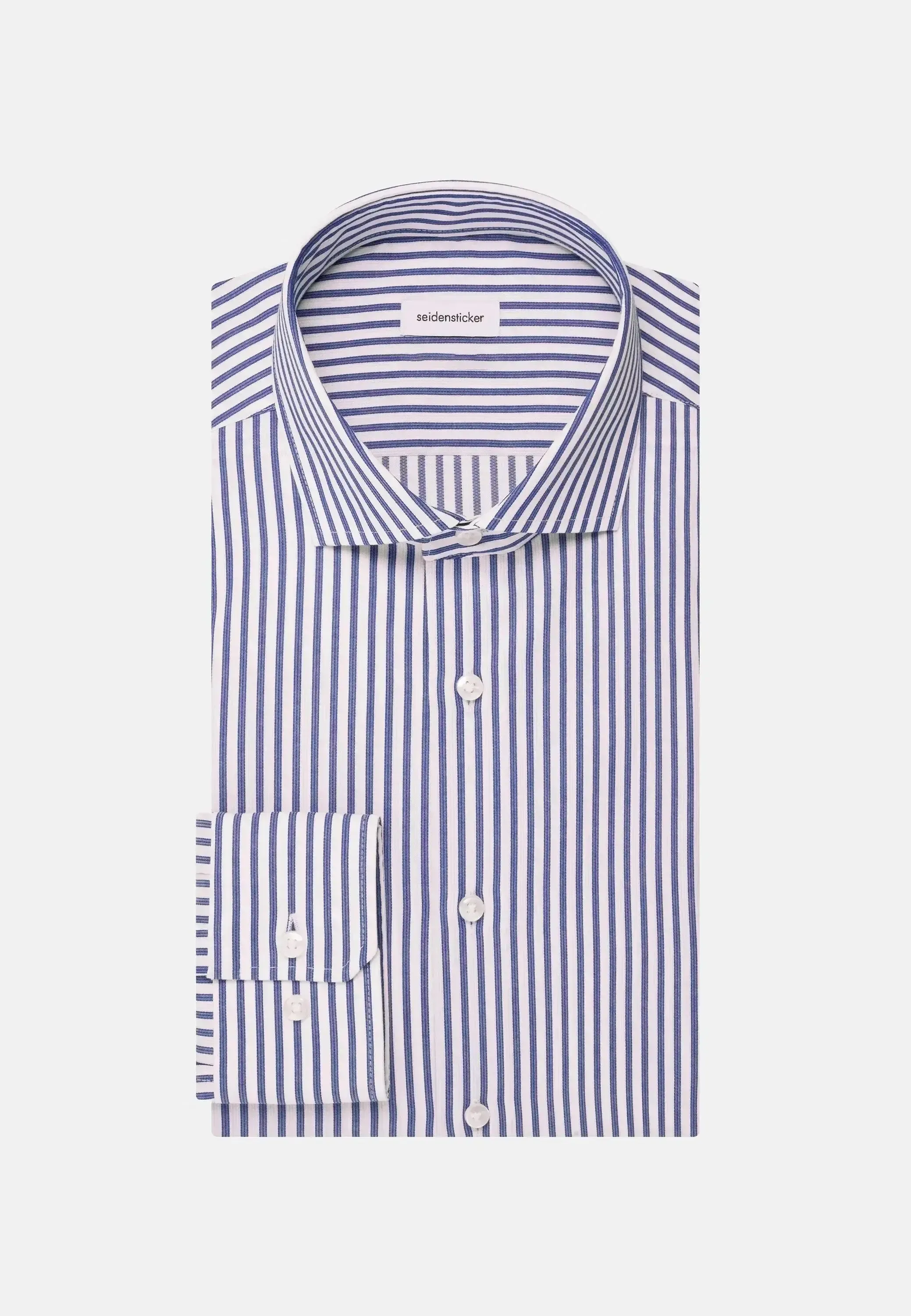 Seidensticker Mens Regular Fit No Iron Spread Kent Structured Stripe Business Shirt Mid Blue - Image 9
