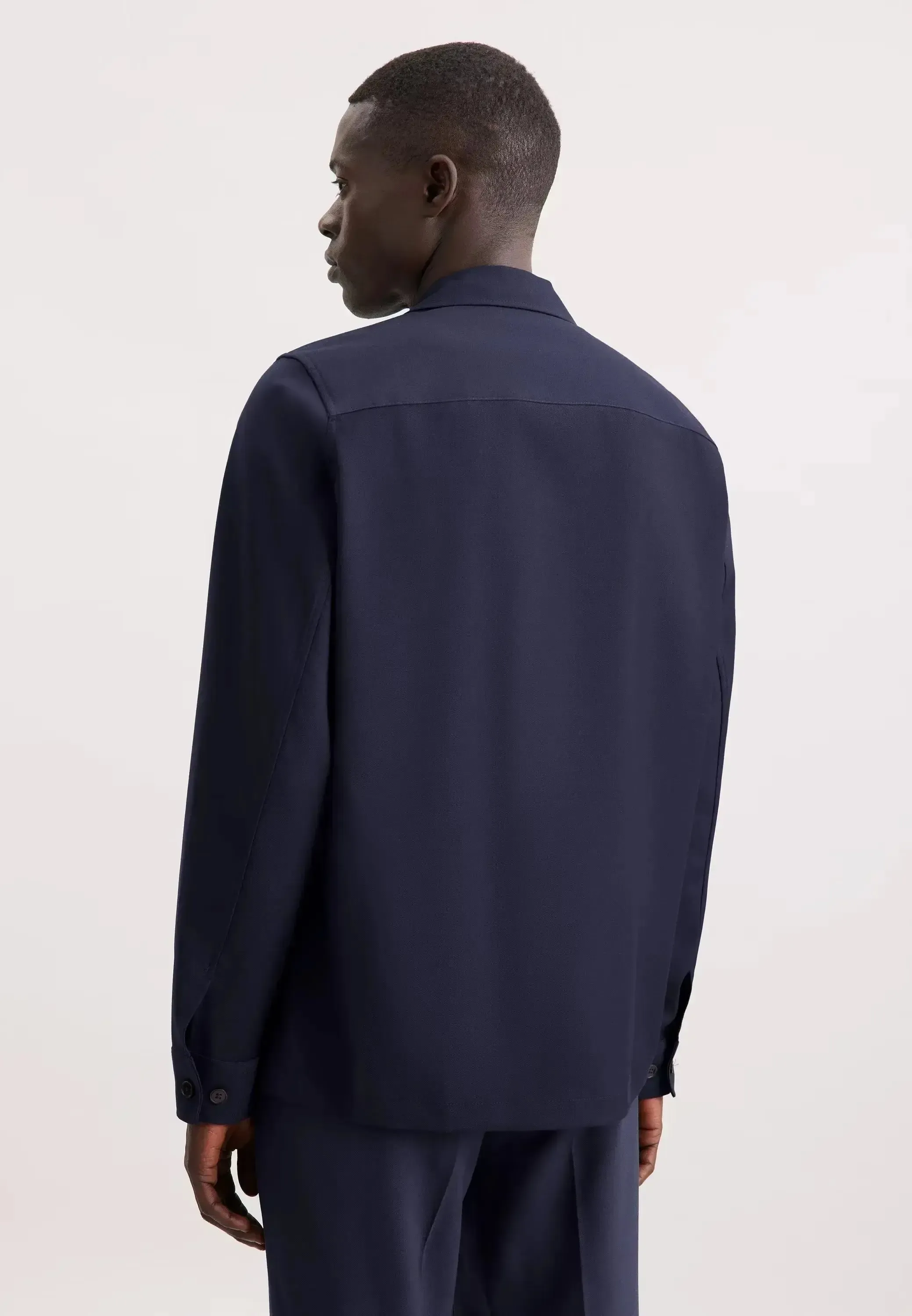 Seidensticker Mens Regular Fit Wool Mix Casual Lapel Overshirt Dark Blue - Image 3