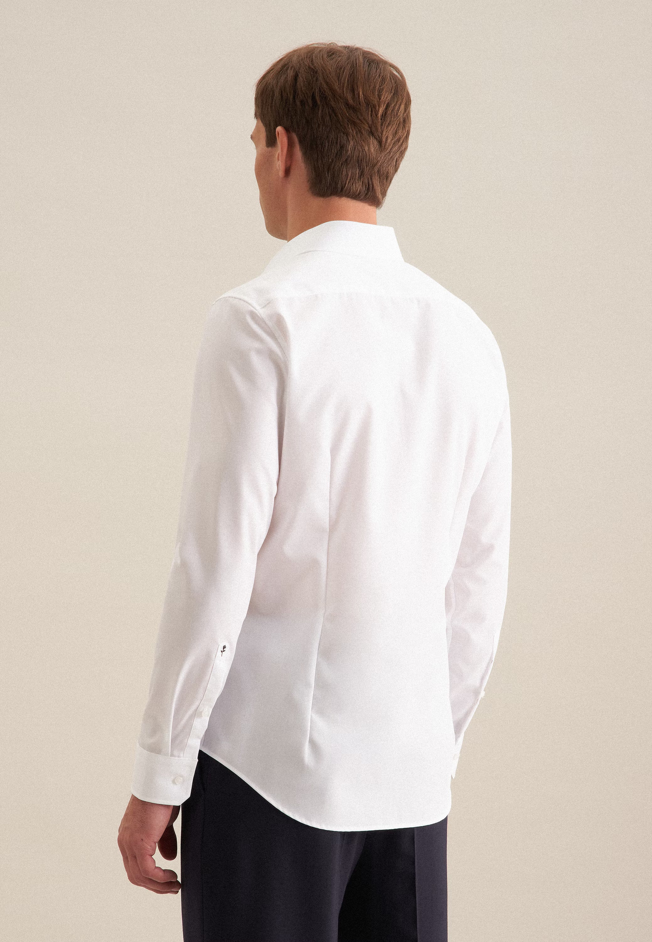 Seidensticker Mens Shaped Fit No Iron Kent Collar Business Shirt White - Image 3