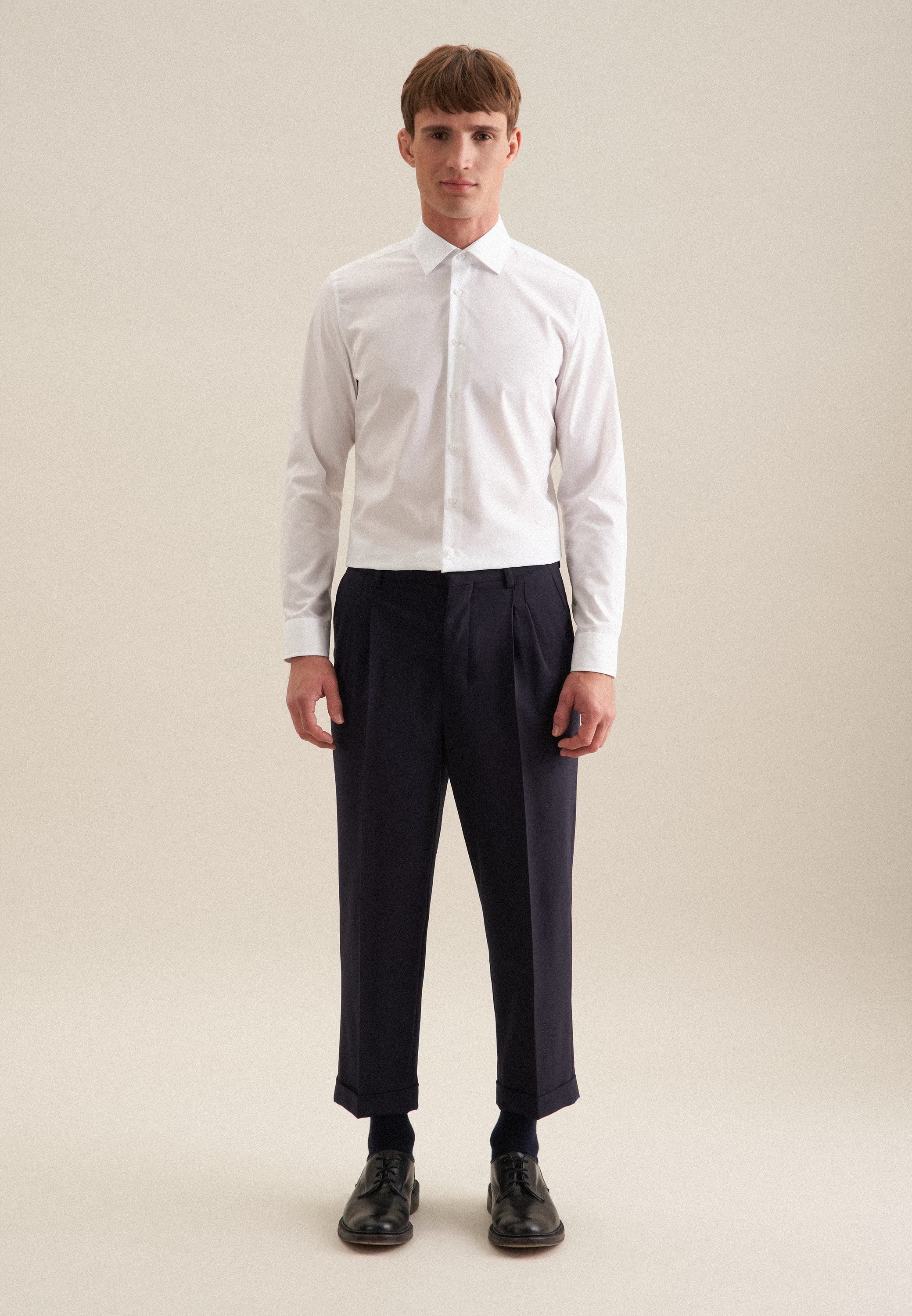 Seidensticker Mens Shaped Fit No Iron Kent Collar Business Shirt White - Image 6
