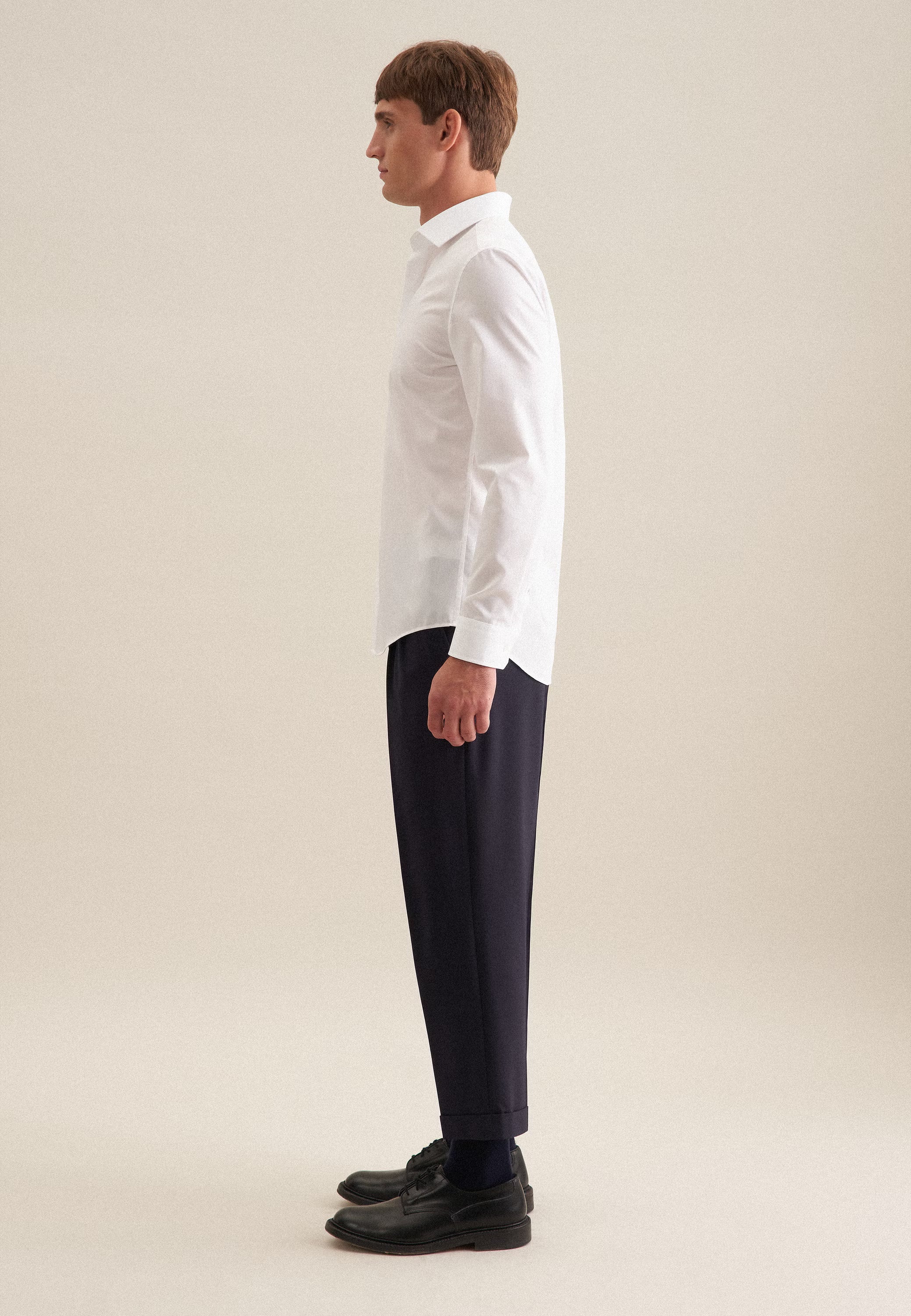 Seidensticker Mens Shaped Fit No Iron Kent Collar Business Shirt White - Image 7
