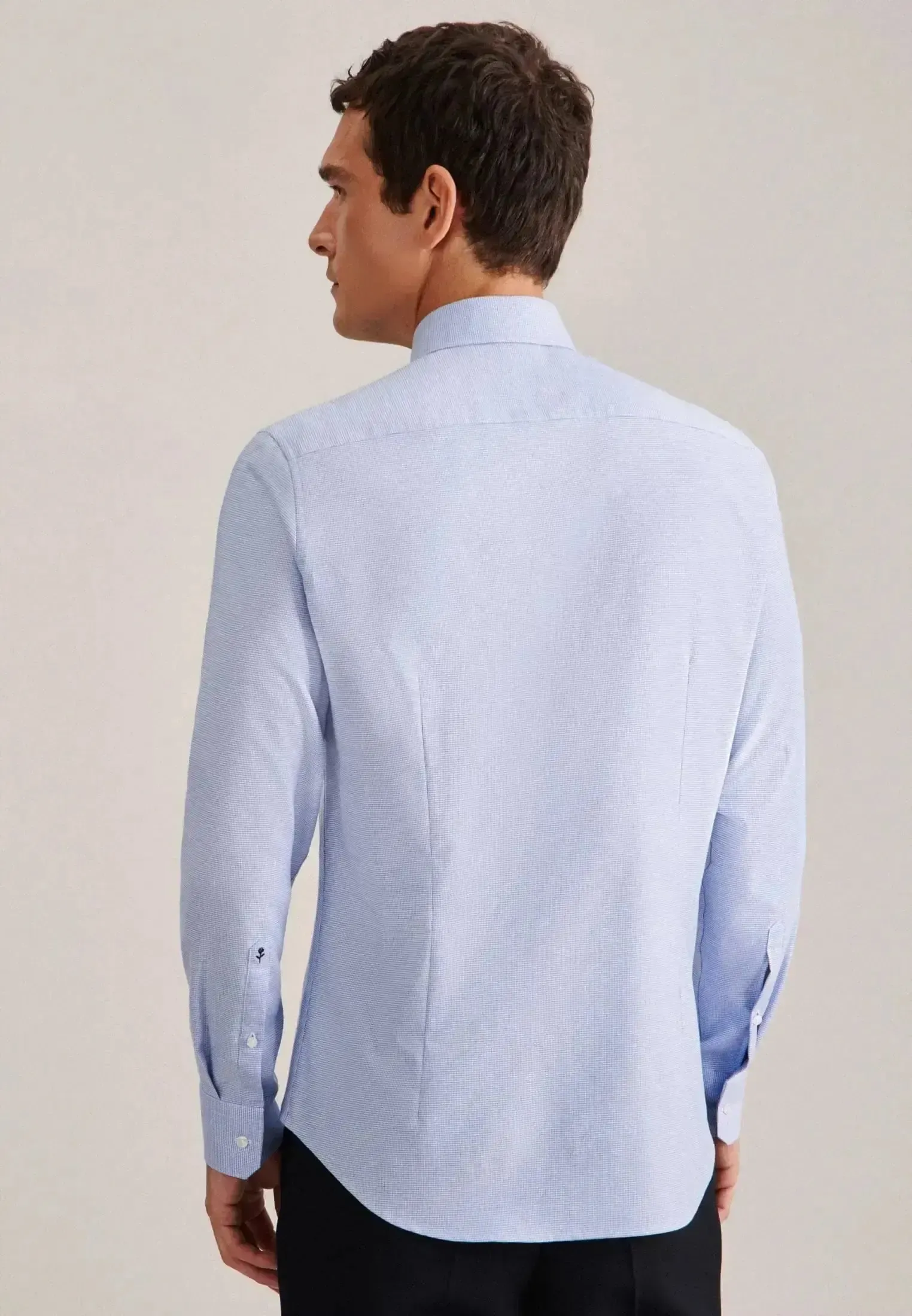 Seidensticker Mens Shaped Fit No Iron New Kent Structured Business Shirt Light Blue - Image 3