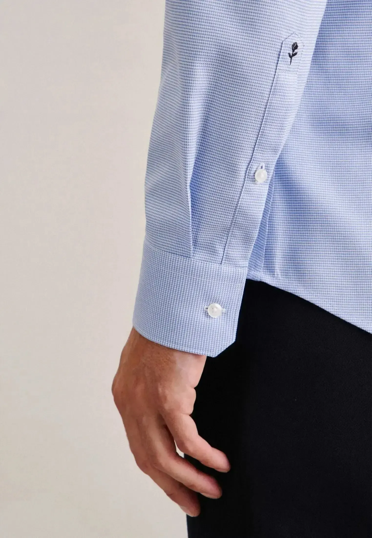 Seidensticker Mens Shaped Fit No Iron New Kent Structured Business Shirt Light Blue - Image 5