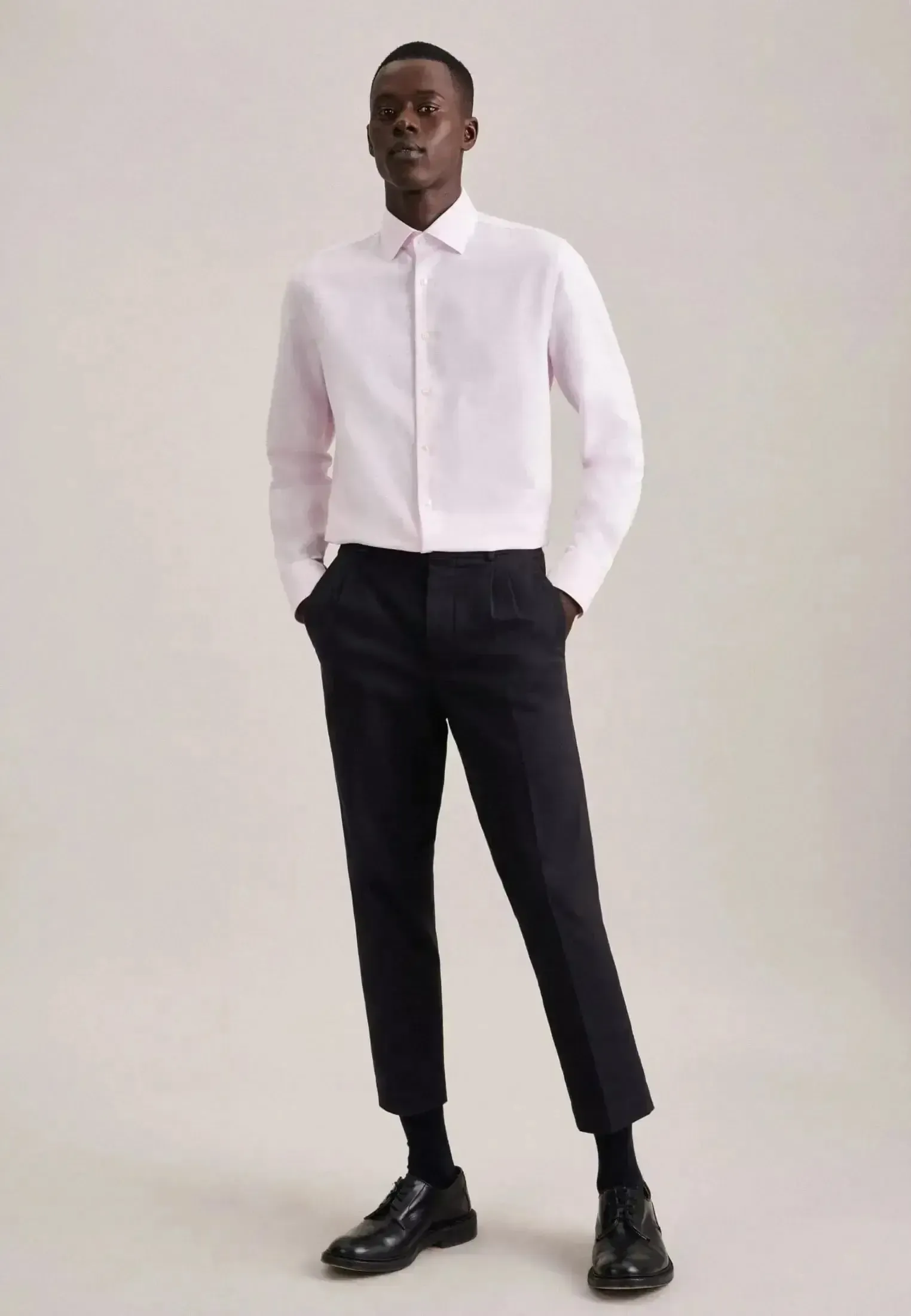 Seidensticker Mens Shaped Fit No Iron New Kent Structured Business Shirt Pink - Image 6