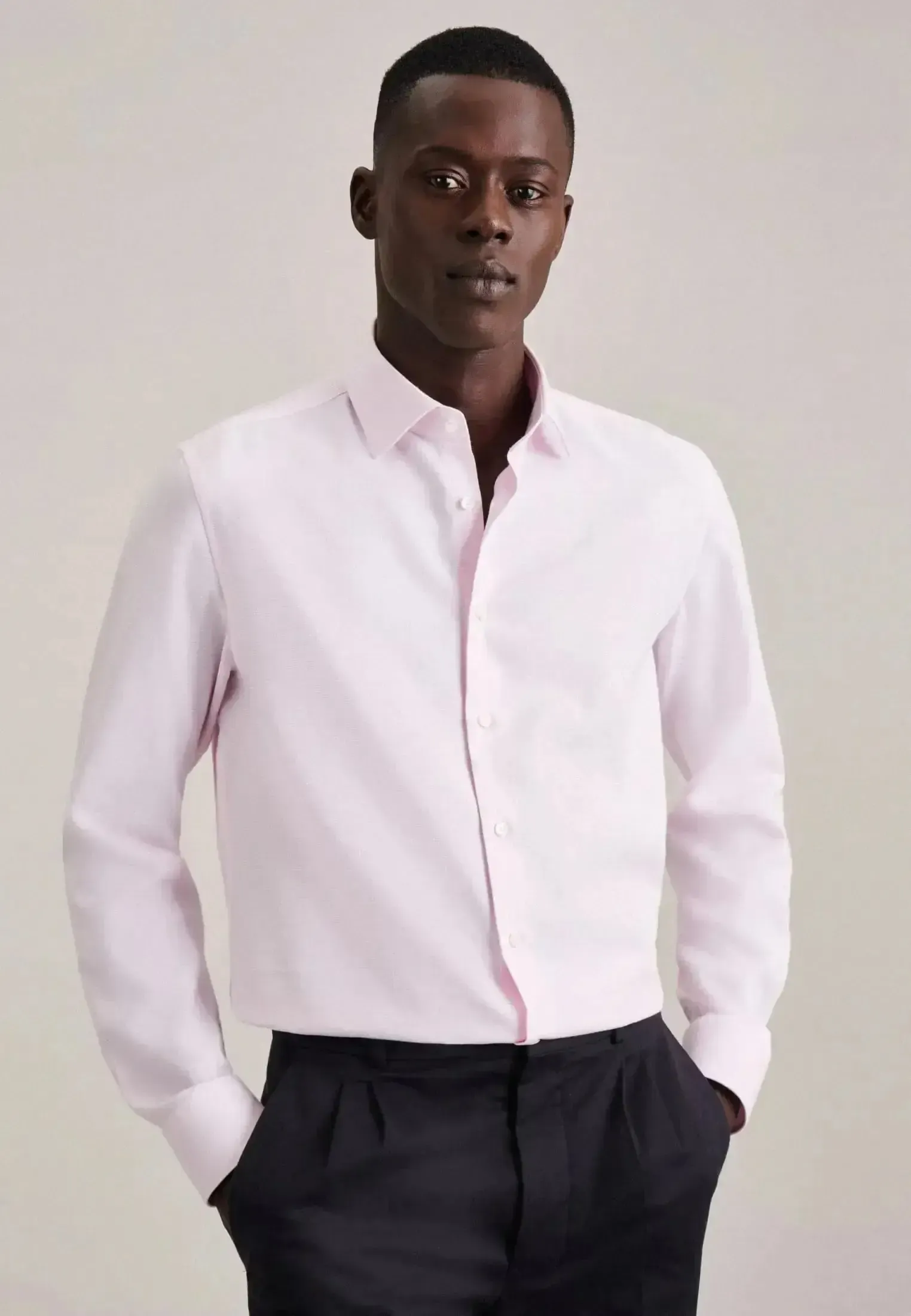 Seidensticker Mens Shaped Fit No Iron New Kent Structured Business Shirt Pink - Image 7