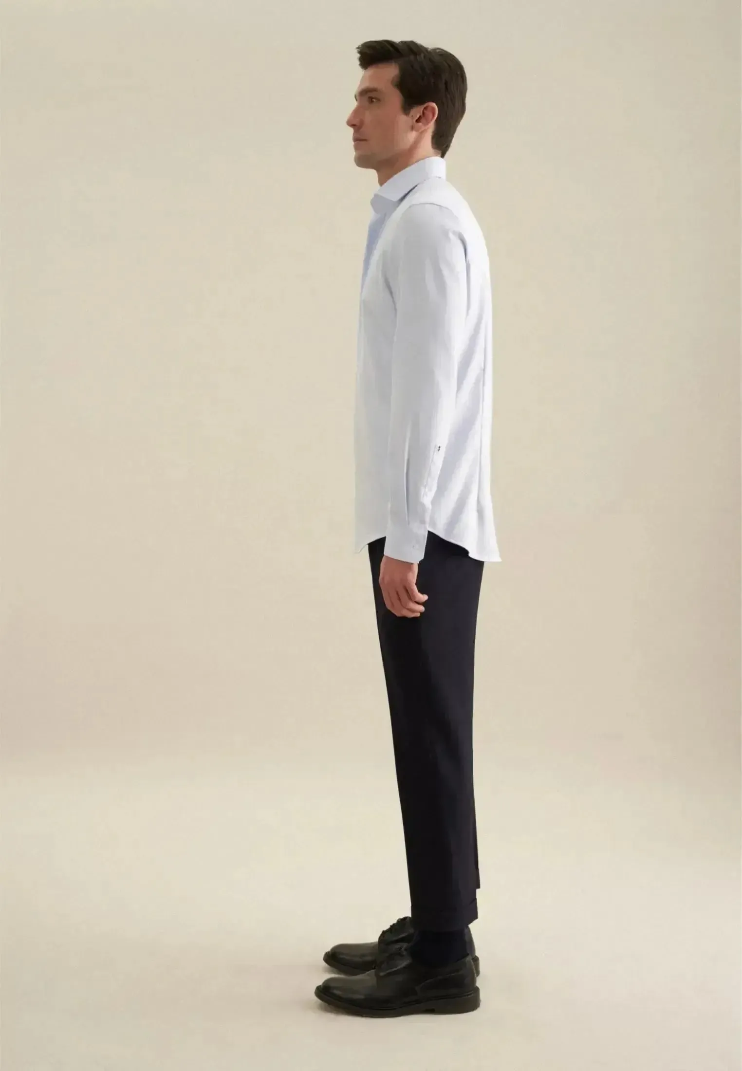 Seidensticker Mens Shaped Fit No Iron Spread Kent Structured Business Shirt Light Blue - Image 3