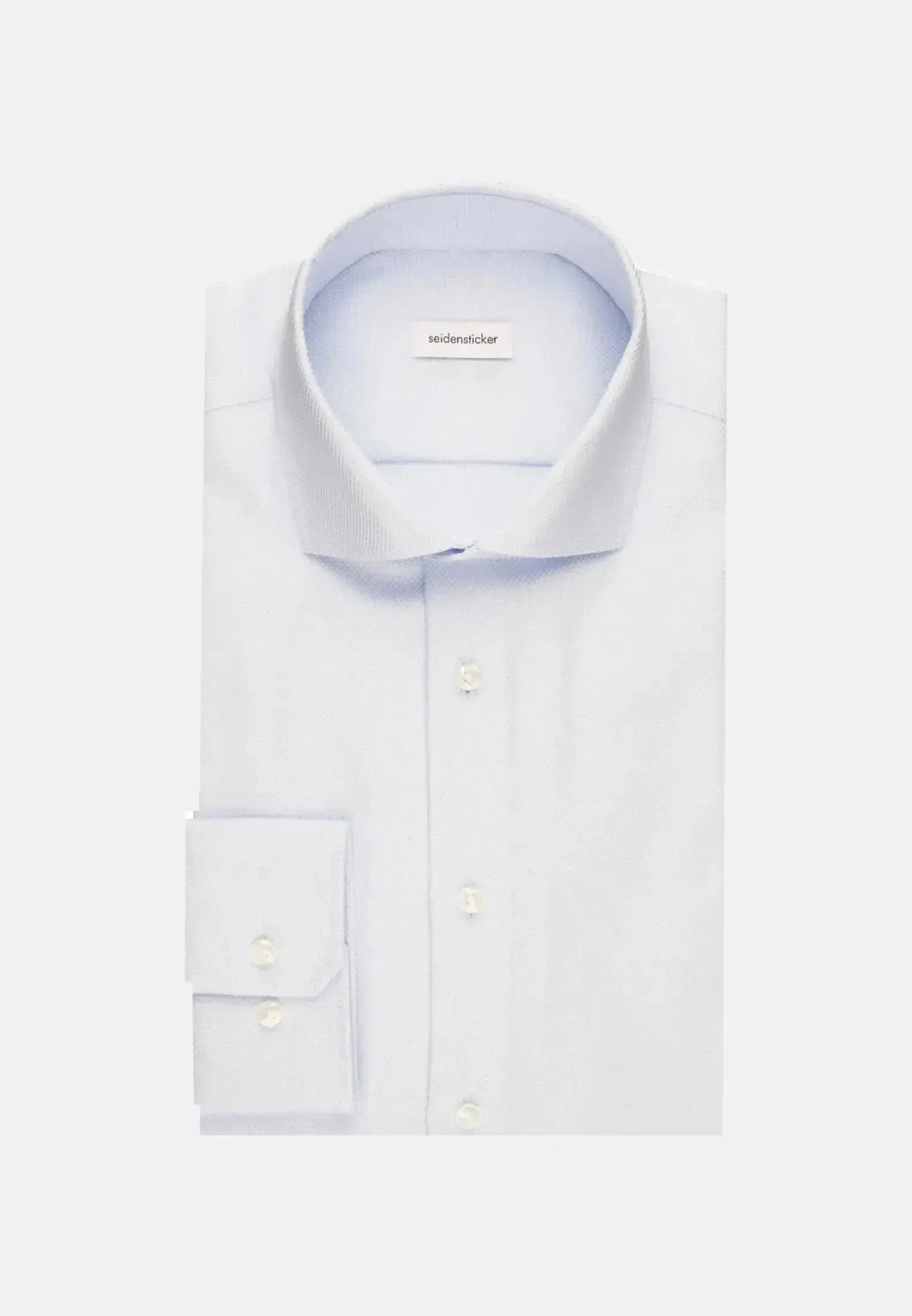 Seidensticker Mens Shaped Fit No Iron Spread Kent Structured Business Shirt Light Blue - Image 9