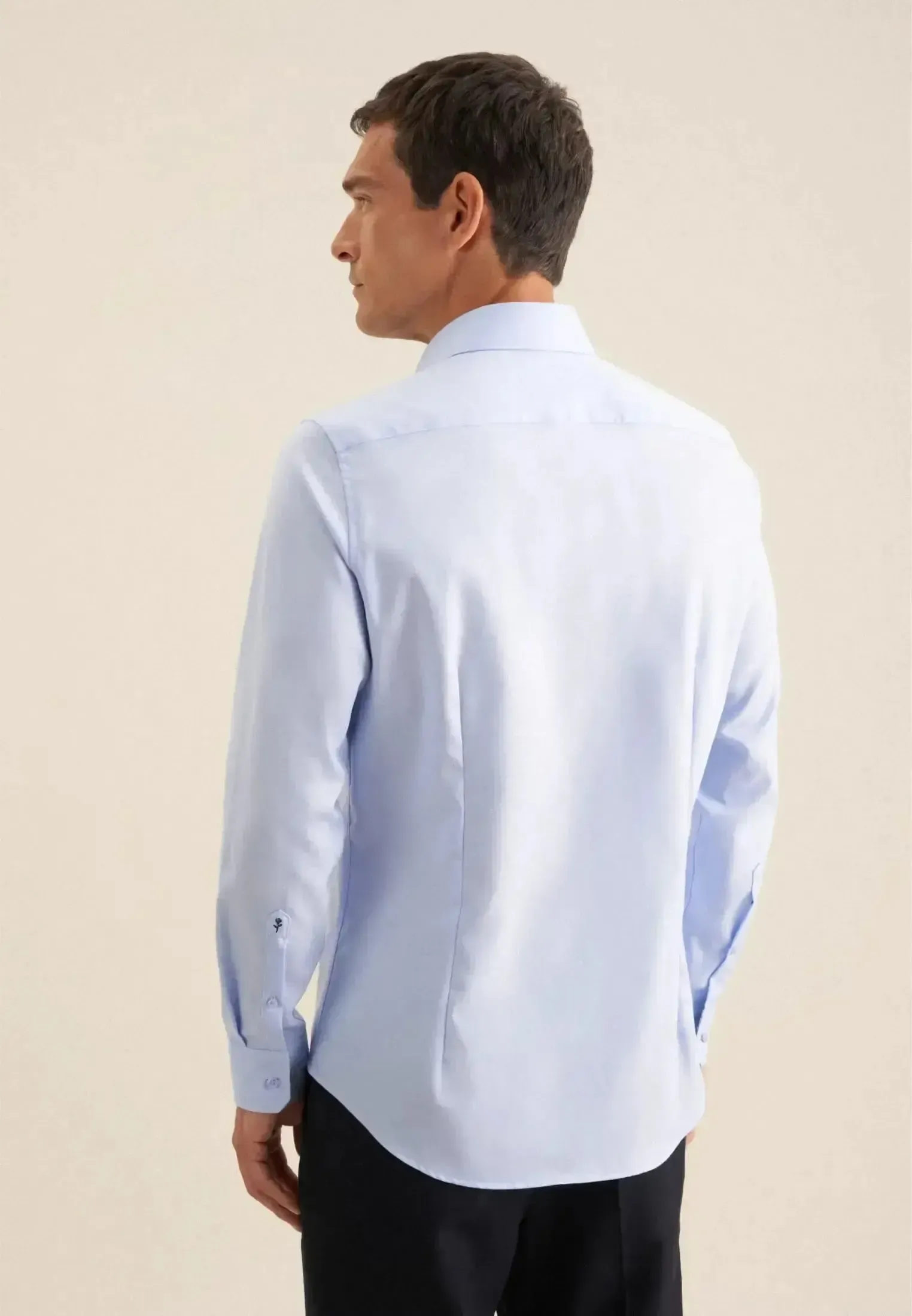 Seidensticker Mens Slim Fit Easy Iron Business Kent Contrast Patch Business Shirt Light Blue - Image 3