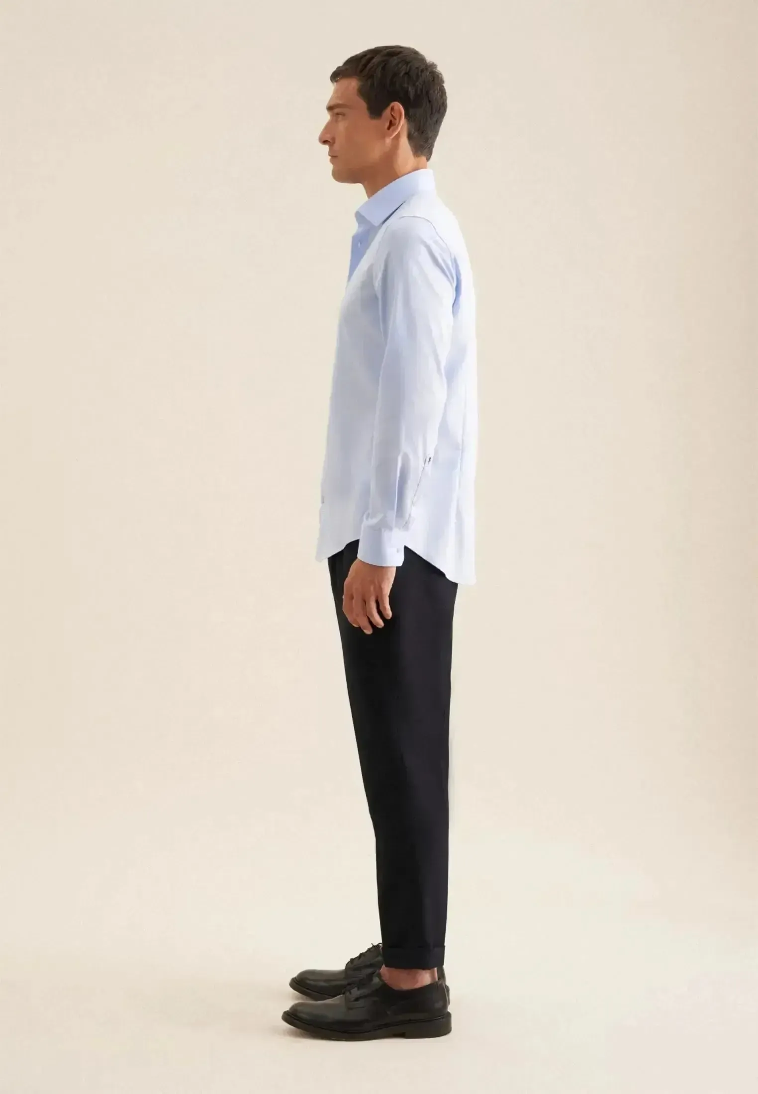 Seidensticker Mens Slim Fit Easy Iron Business Kent Contrast Patch Business Shirt Light Blue - Image 7