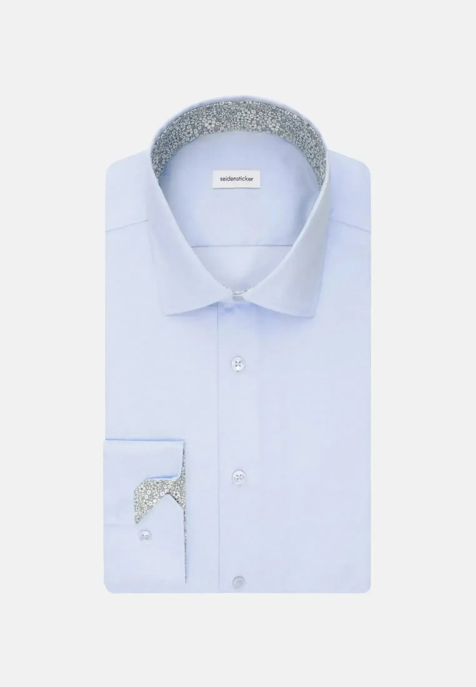 Seidensticker Mens Slim Fit Easy Iron Business Kent Contrast Patch Business Shirt Light Blue - Image 9