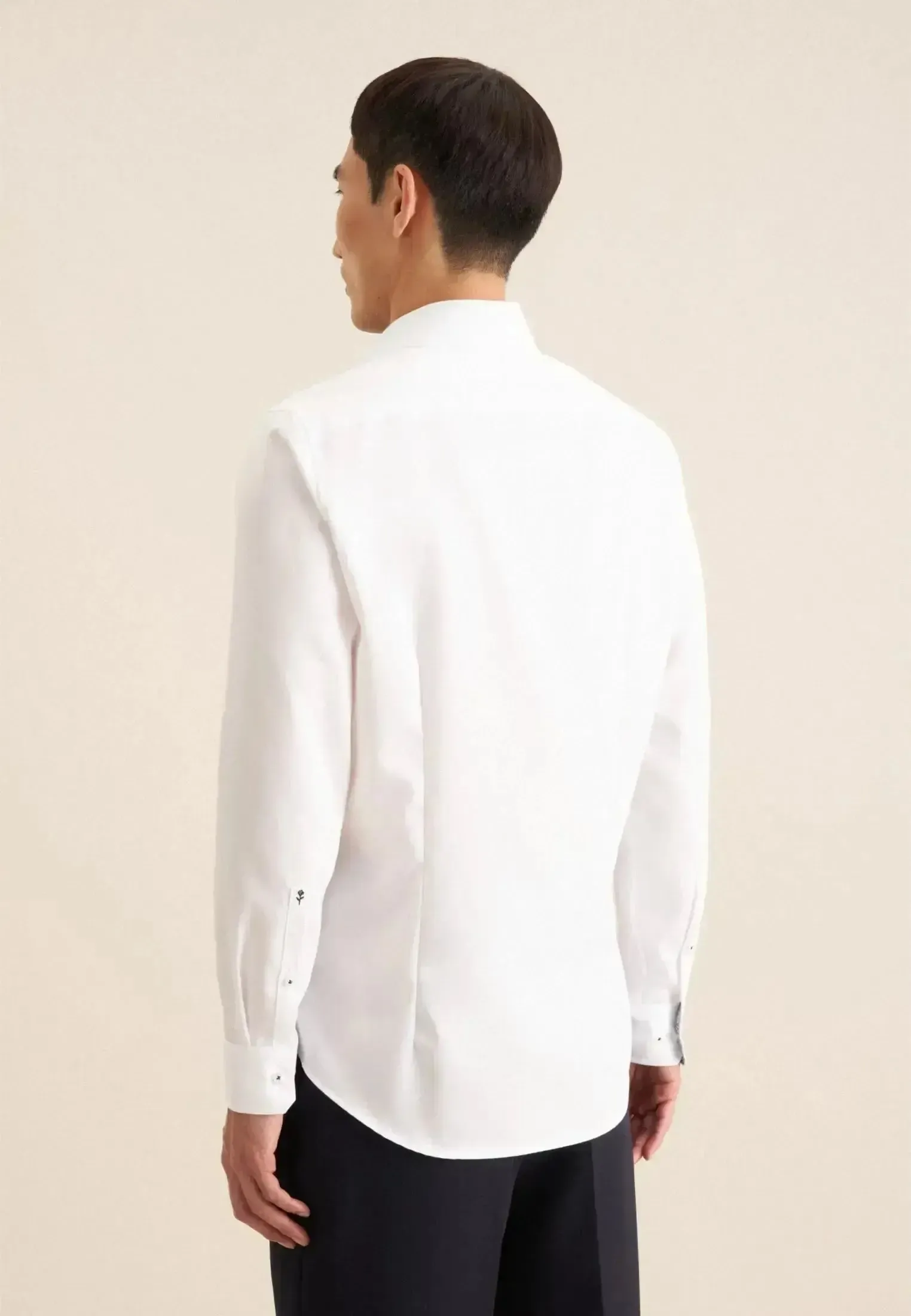 Seidensticker Mens Slim Fit Easy Iron Business Kent Contrast Patch Business Shirt White - Image 3