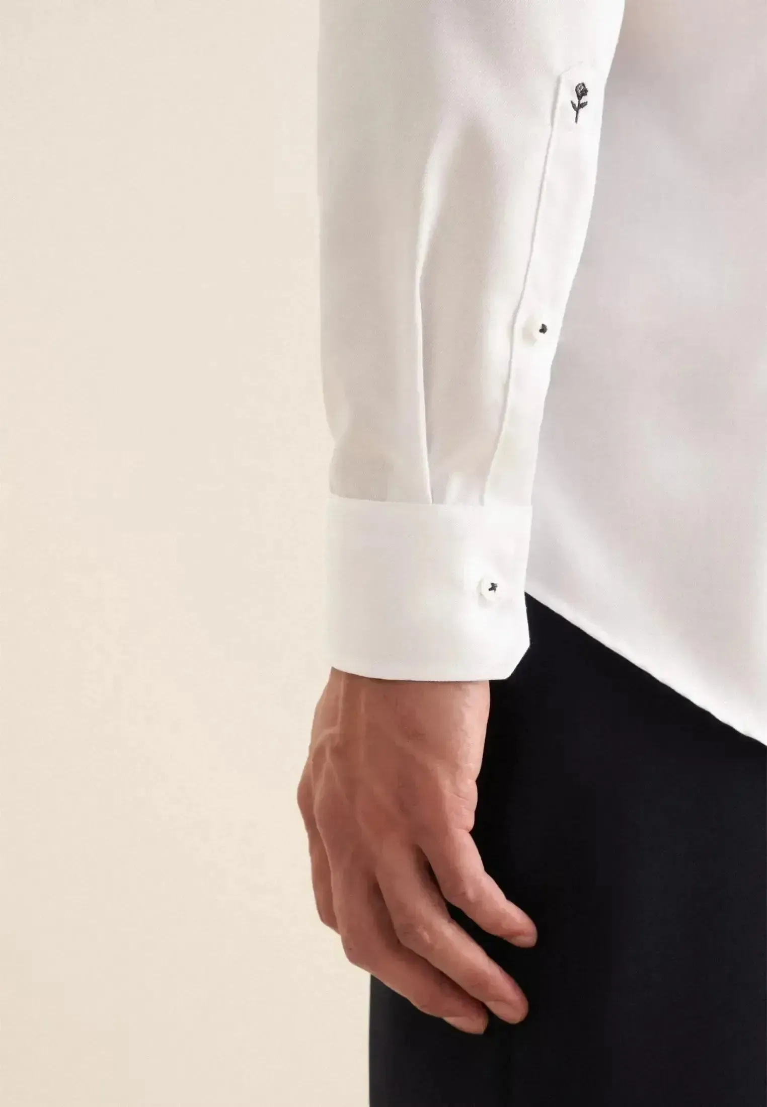 Seidensticker Mens Slim Fit Easy Iron Business Kent Contrast Patch Business Shirt White - Image 5