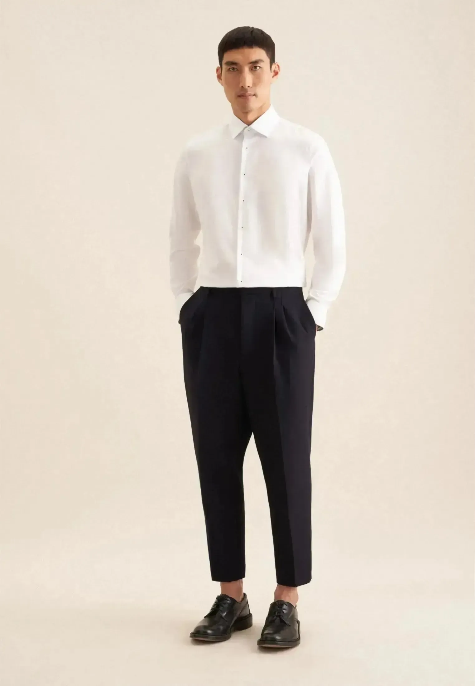Seidensticker Mens Slim Fit Easy Iron Business Kent Contrast Patch Business Shirt White - Image 6