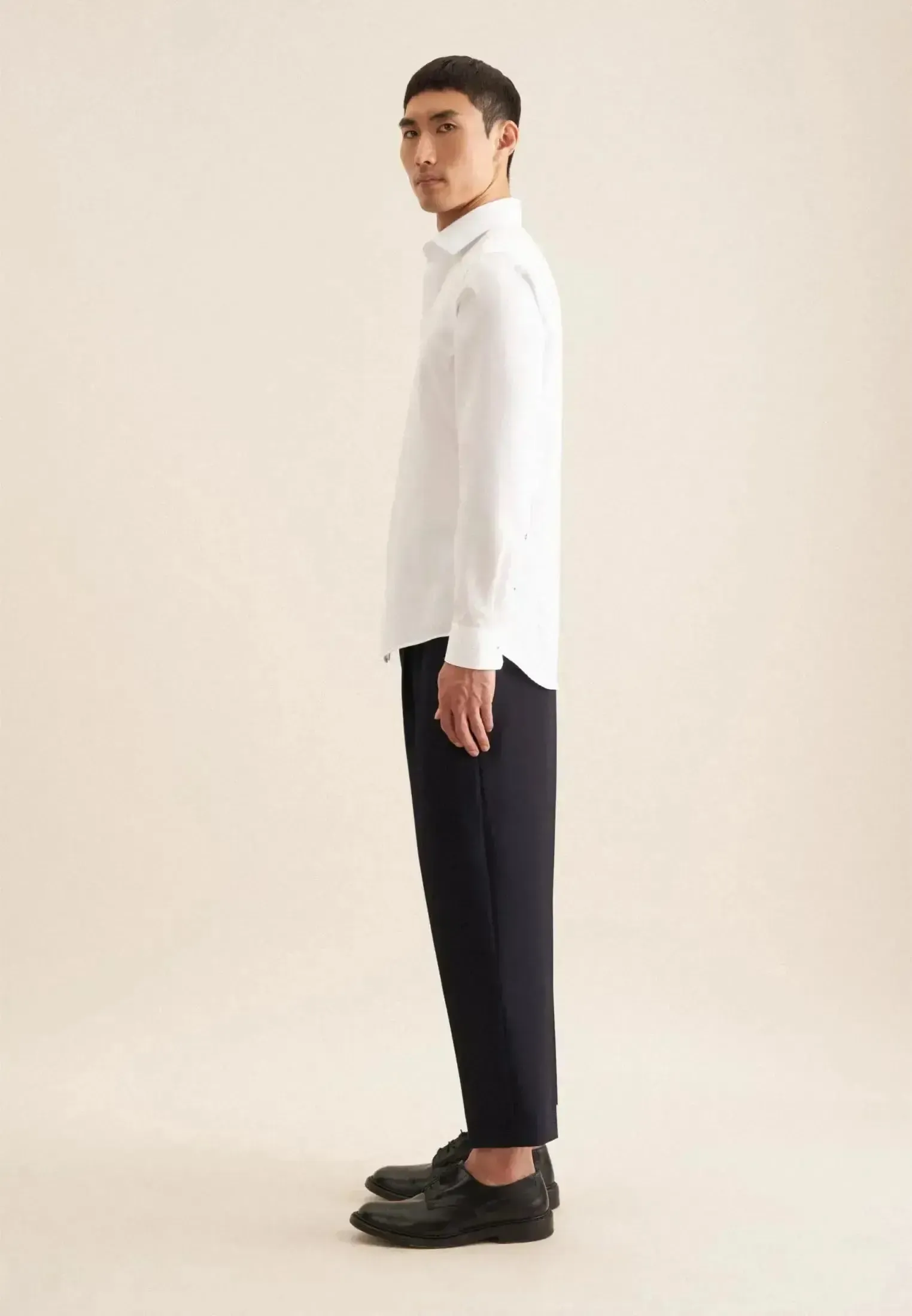 Seidensticker Mens Slim Fit Easy Iron Business Kent Contrast Patch Business Shirt White - Image 7