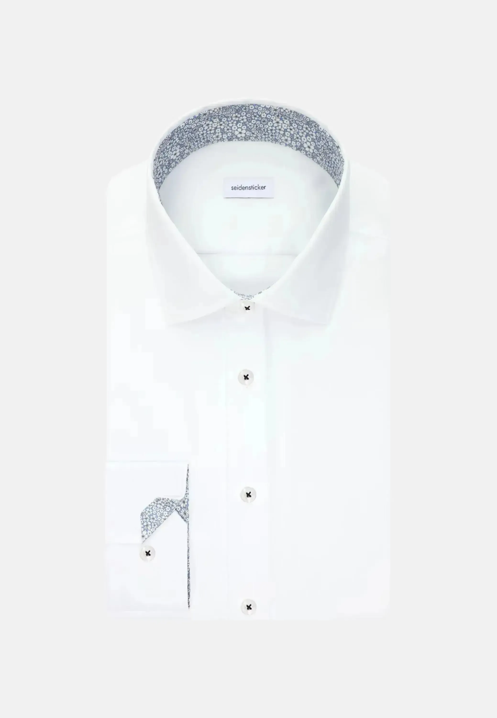Seidensticker Mens Slim Fit Easy Iron Business Kent Contrast Patch Business Shirt White - Image 9