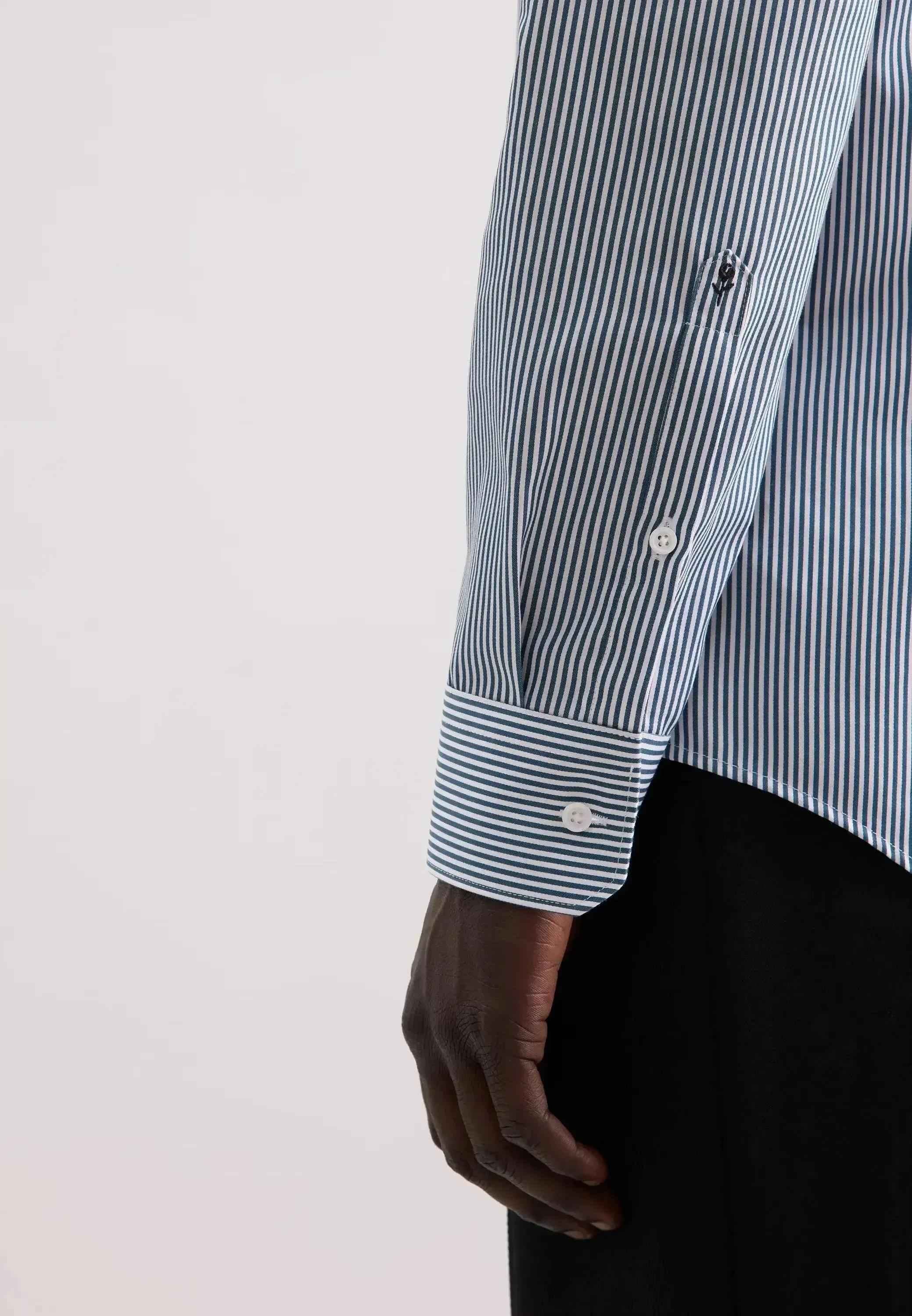 Seidensticker Mens Slim Fit Easy Iron New Kent Striped Business Shirt Dark Teal - Image 5