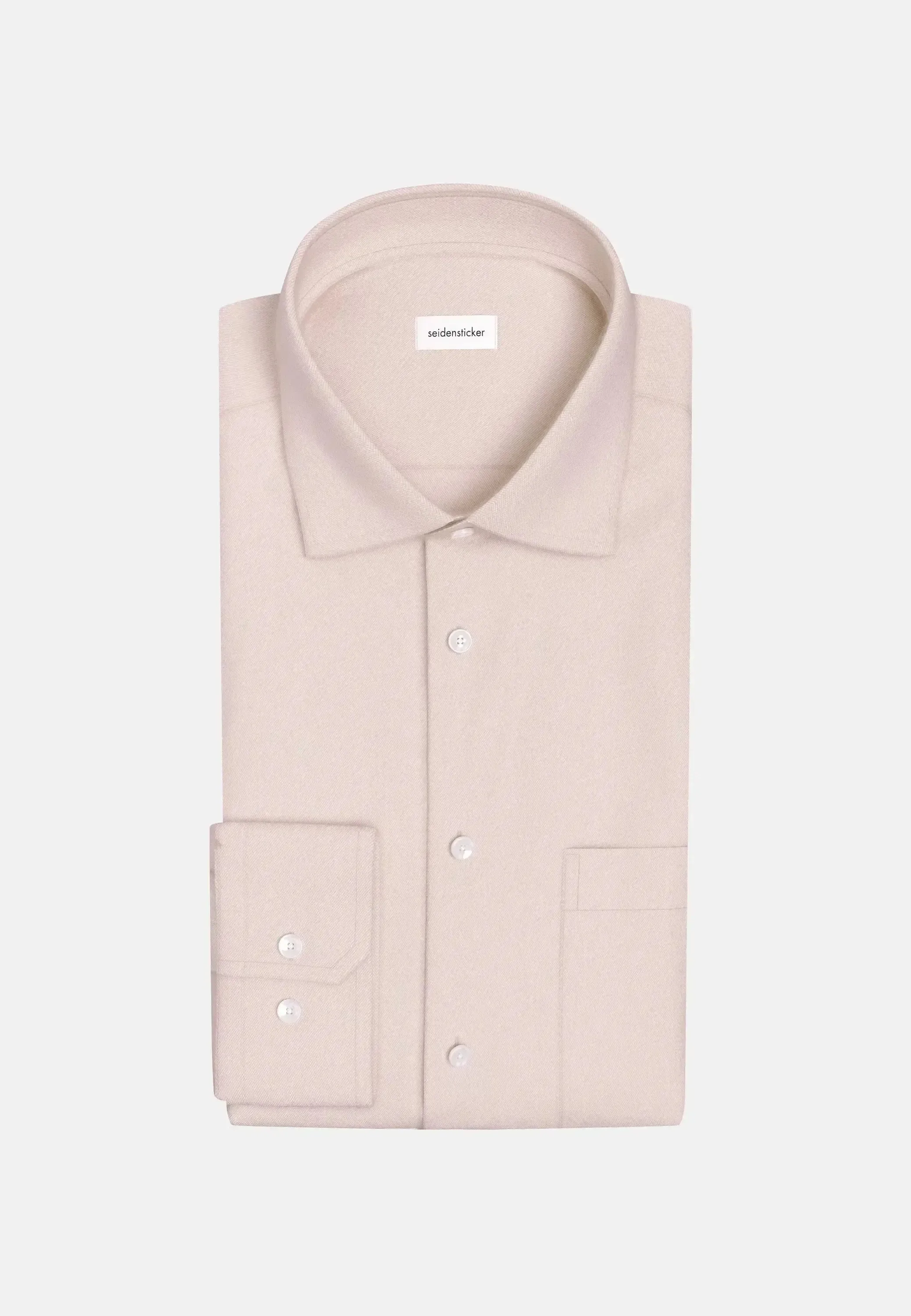 Seidensticker Mens Slim Fit New Kent Flannel Shirt Beige - Image 9