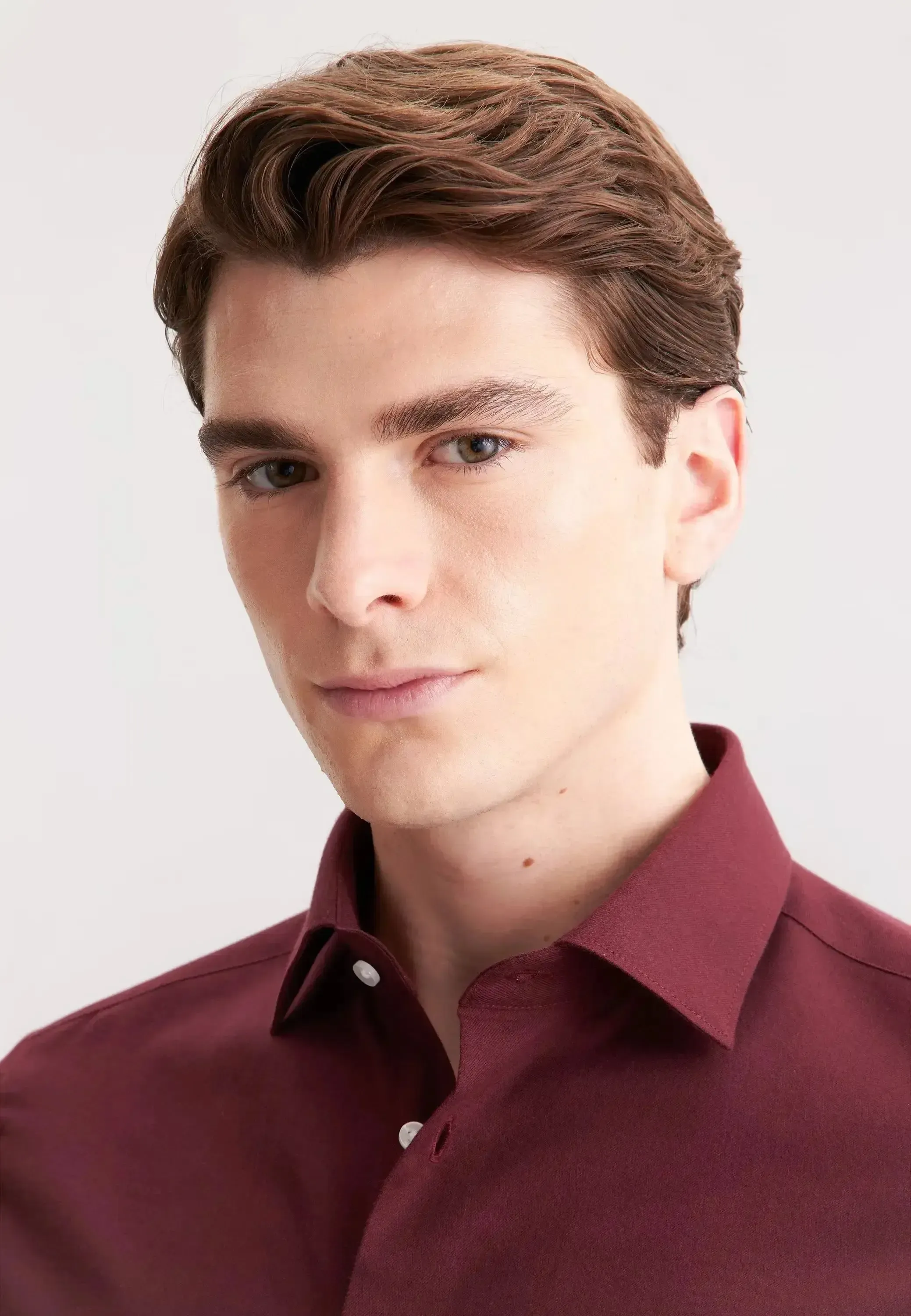Seidensticker Mens Slim Fit New Kent Flannel Shirt Burgundy - Image 4