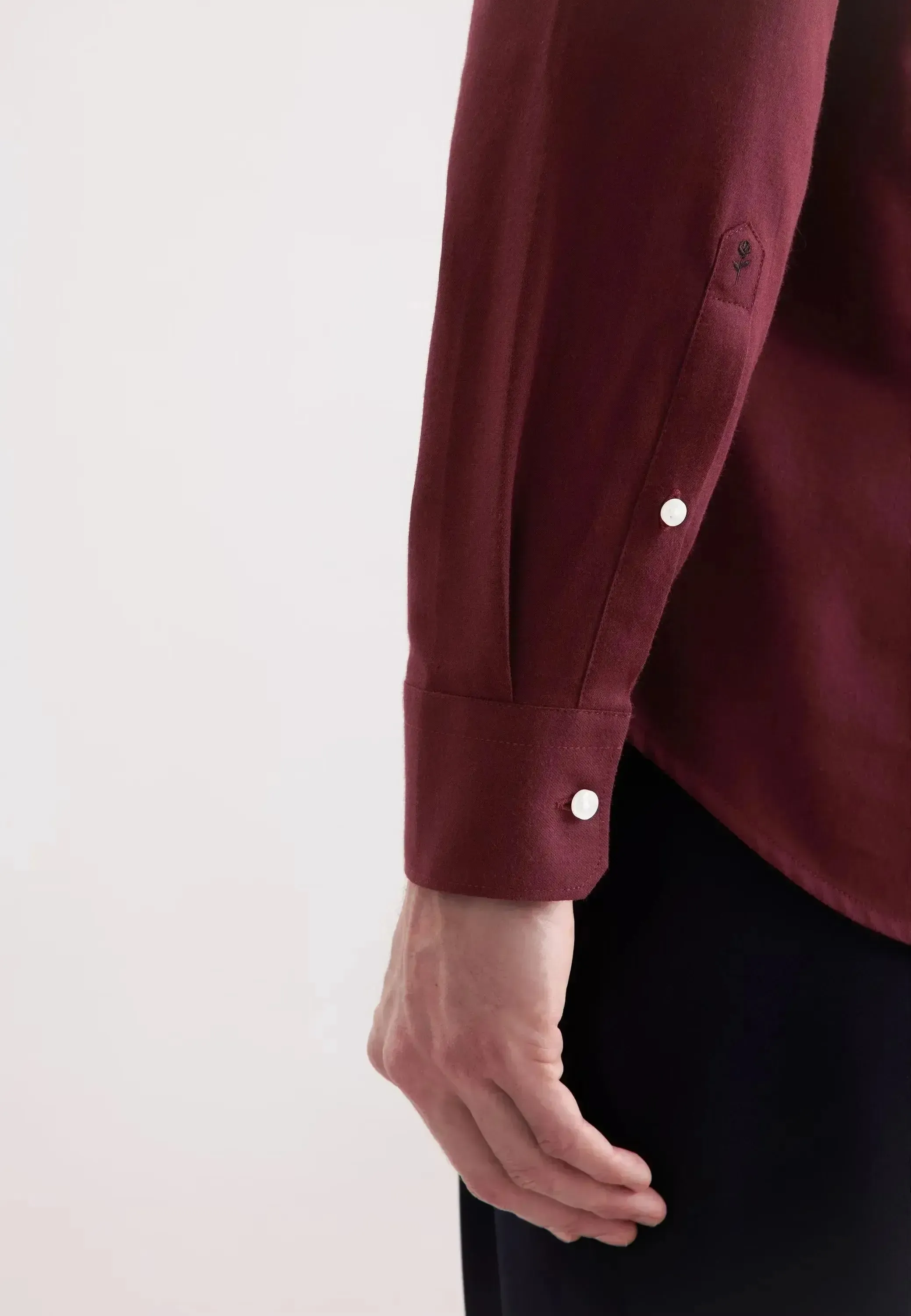 Seidensticker Mens Slim Fit New Kent Flannel Shirt Burgundy - Image 5