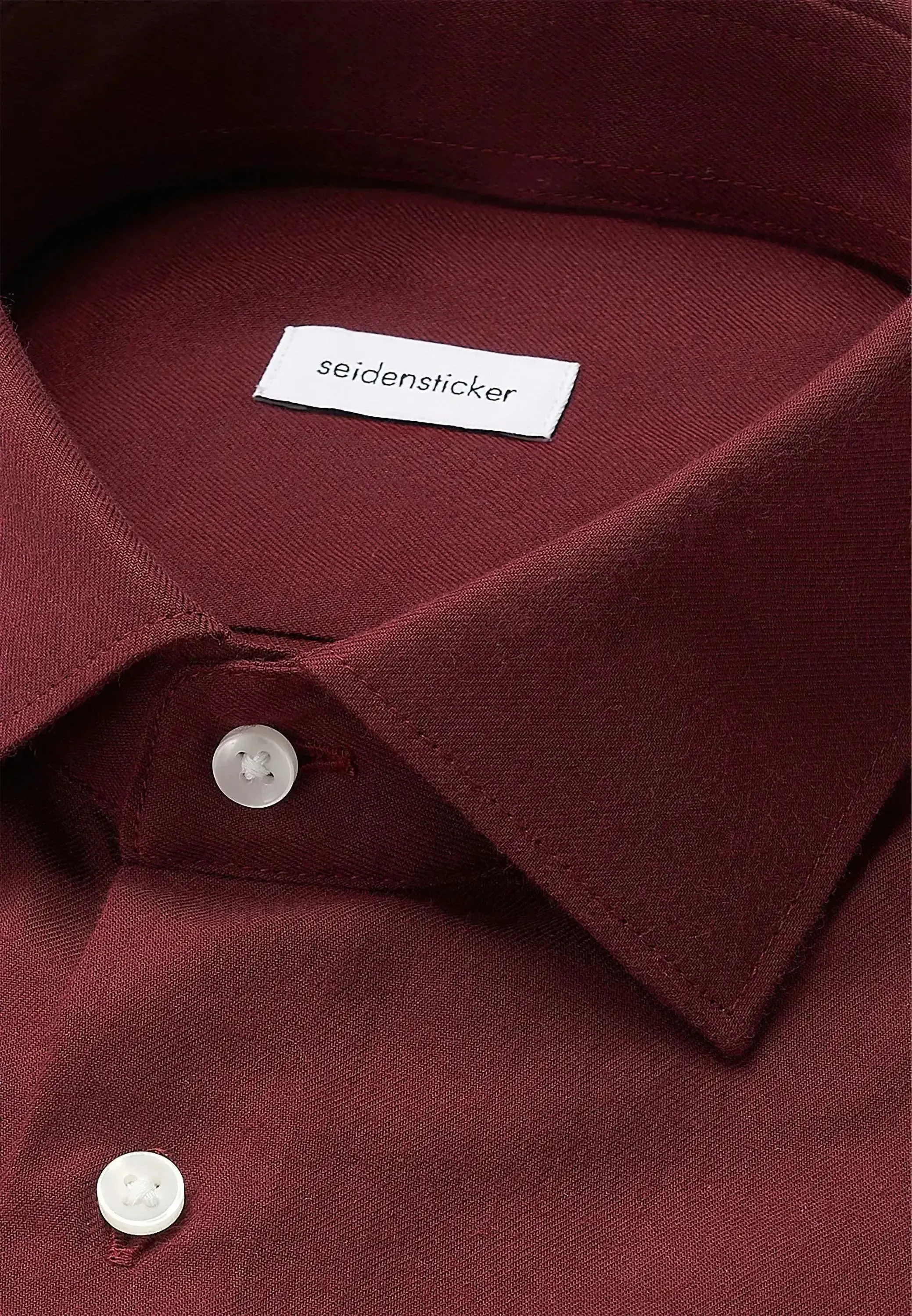 Seidensticker Mens Slim Fit New Kent Flannel Shirt Burgundy - Image 8
