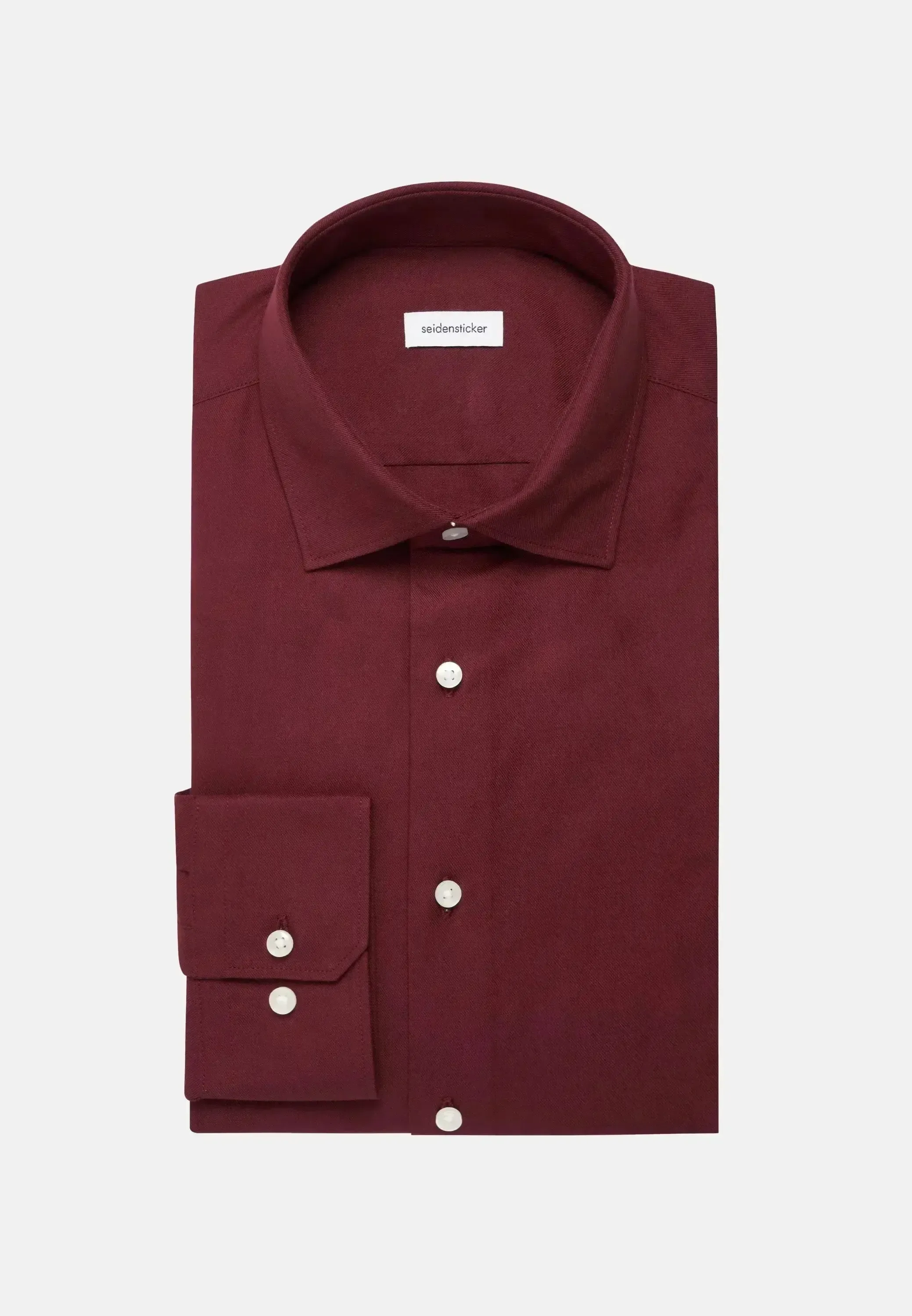Seidensticker Mens Slim Fit New Kent Flannel Shirt Burgundy - Image 9