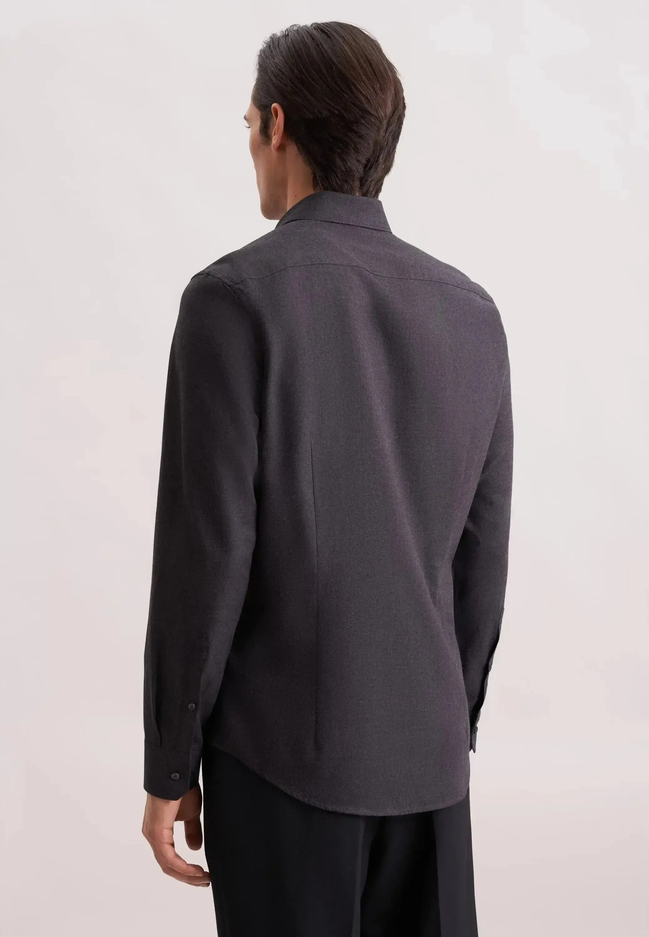 Seidensticker Mens Slim Fit New Kent Flannel Shirt Grey - Image 3