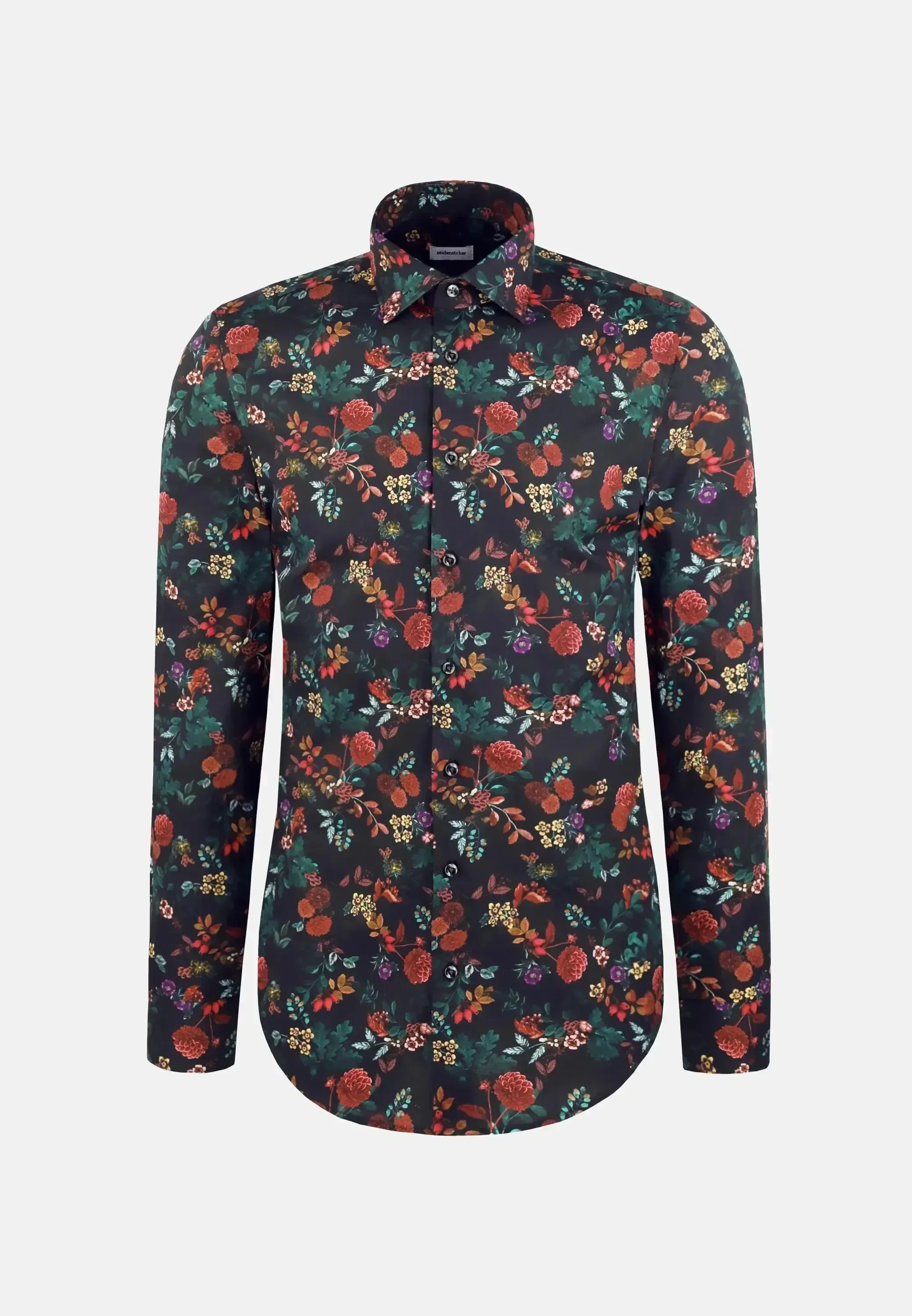 Seidensticker Mens Slim Fit New Kent Floral Shirt Grey