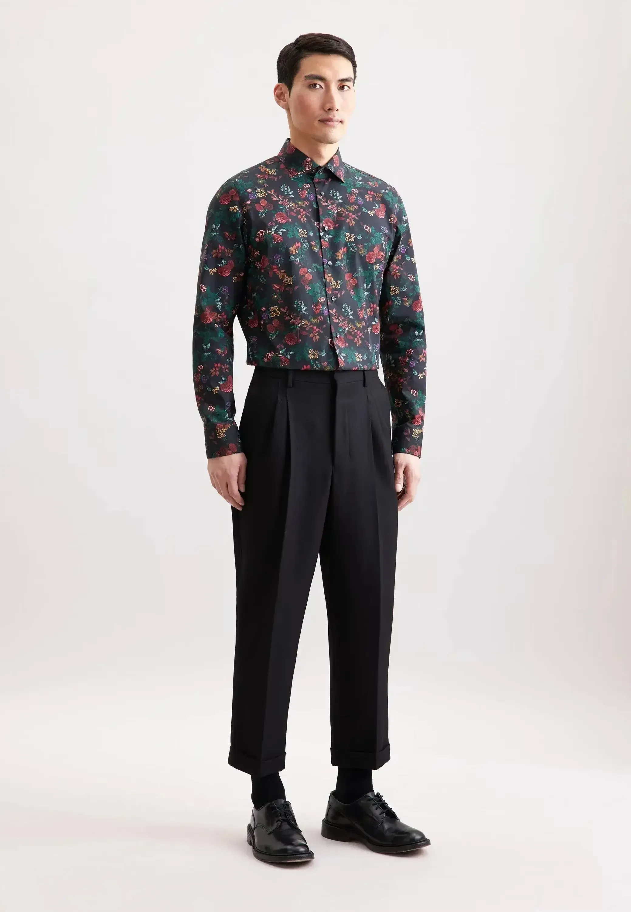 Seidensticker Mens Slim Fit New Kent Floral Shirt Grey - Image 6