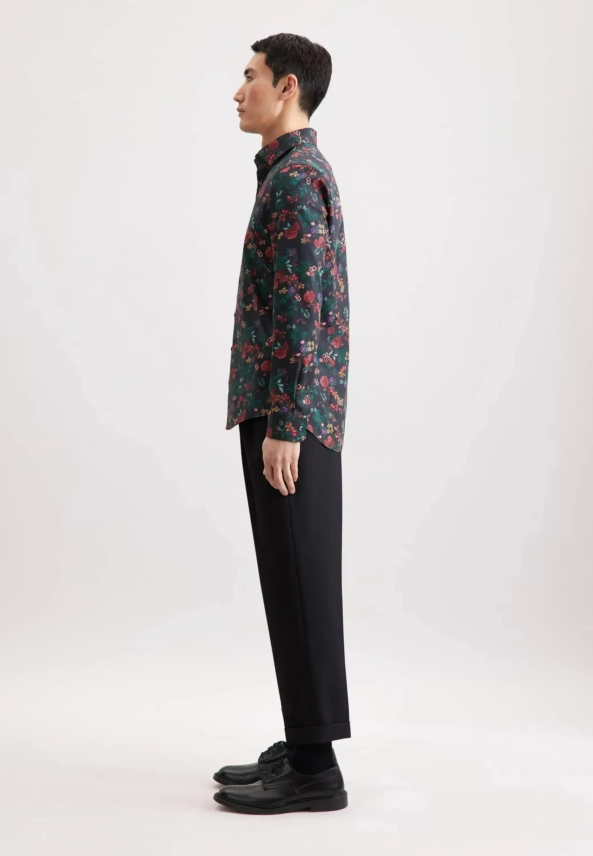Seidensticker Mens Slim Fit New Kent Floral Shirt Grey - Image 7