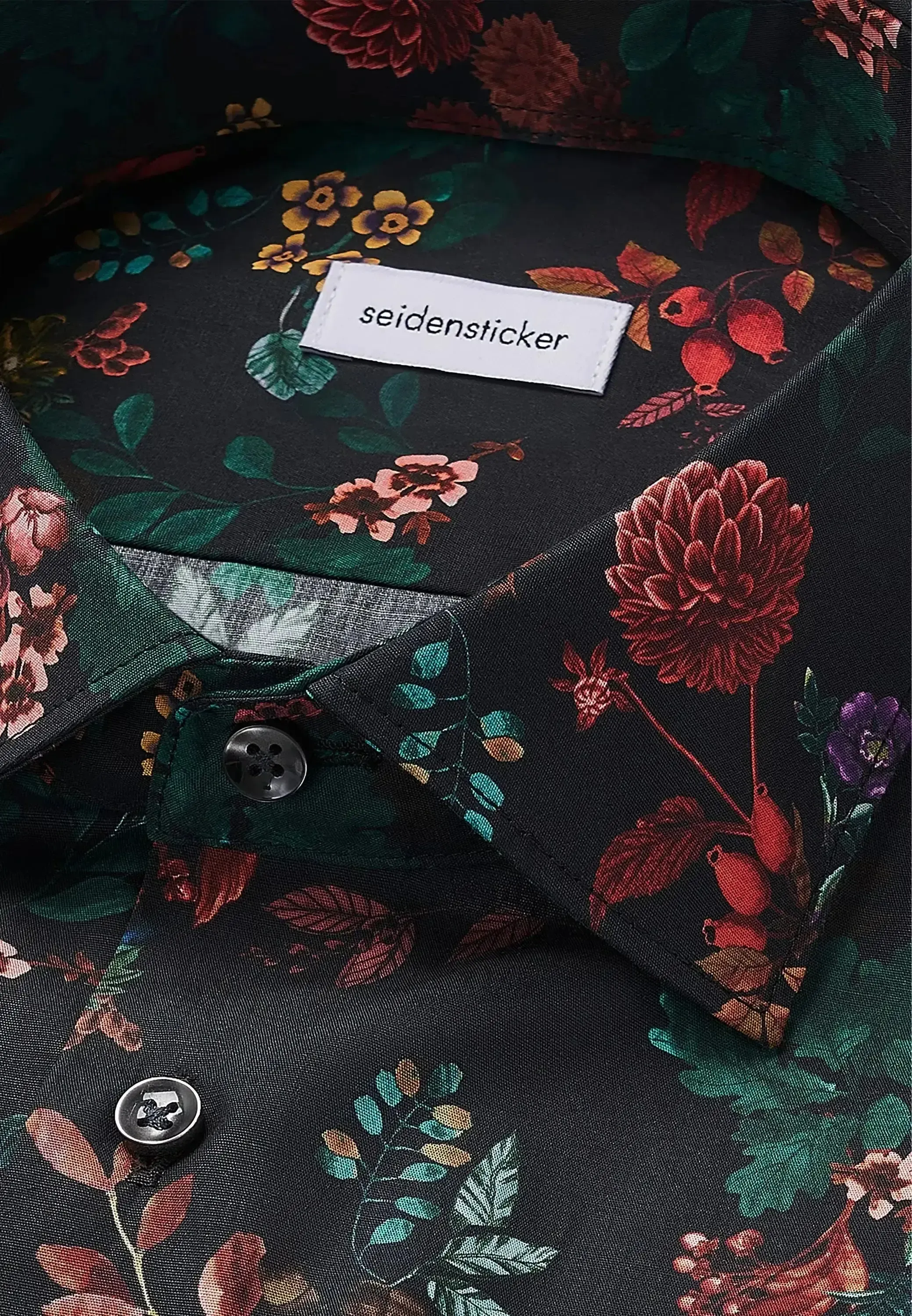 Seidensticker Mens Slim Fit New Kent Floral Shirt Grey - Image 8