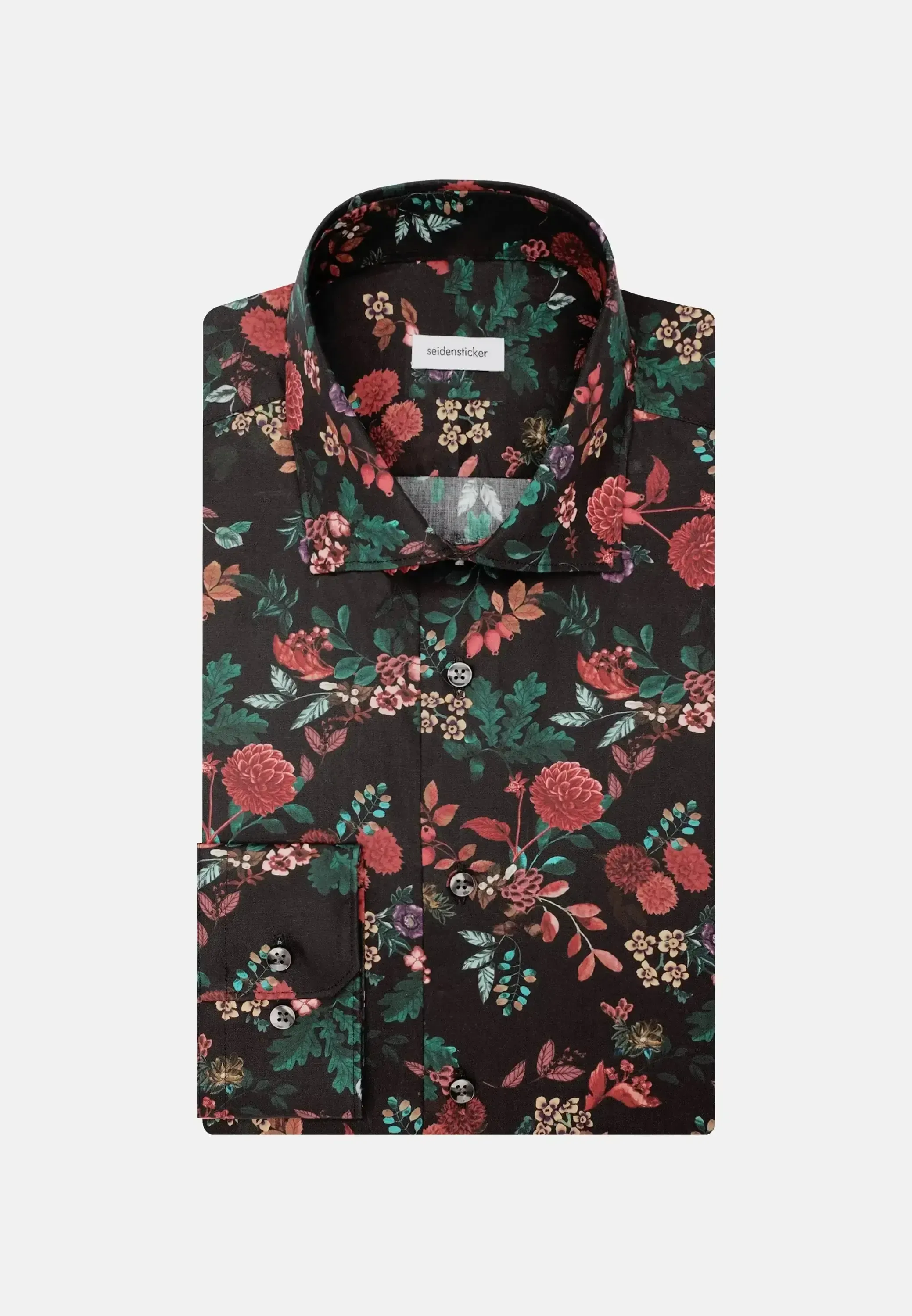 Seidensticker Mens Slim Fit New Kent Floral Shirt Grey - Image 9