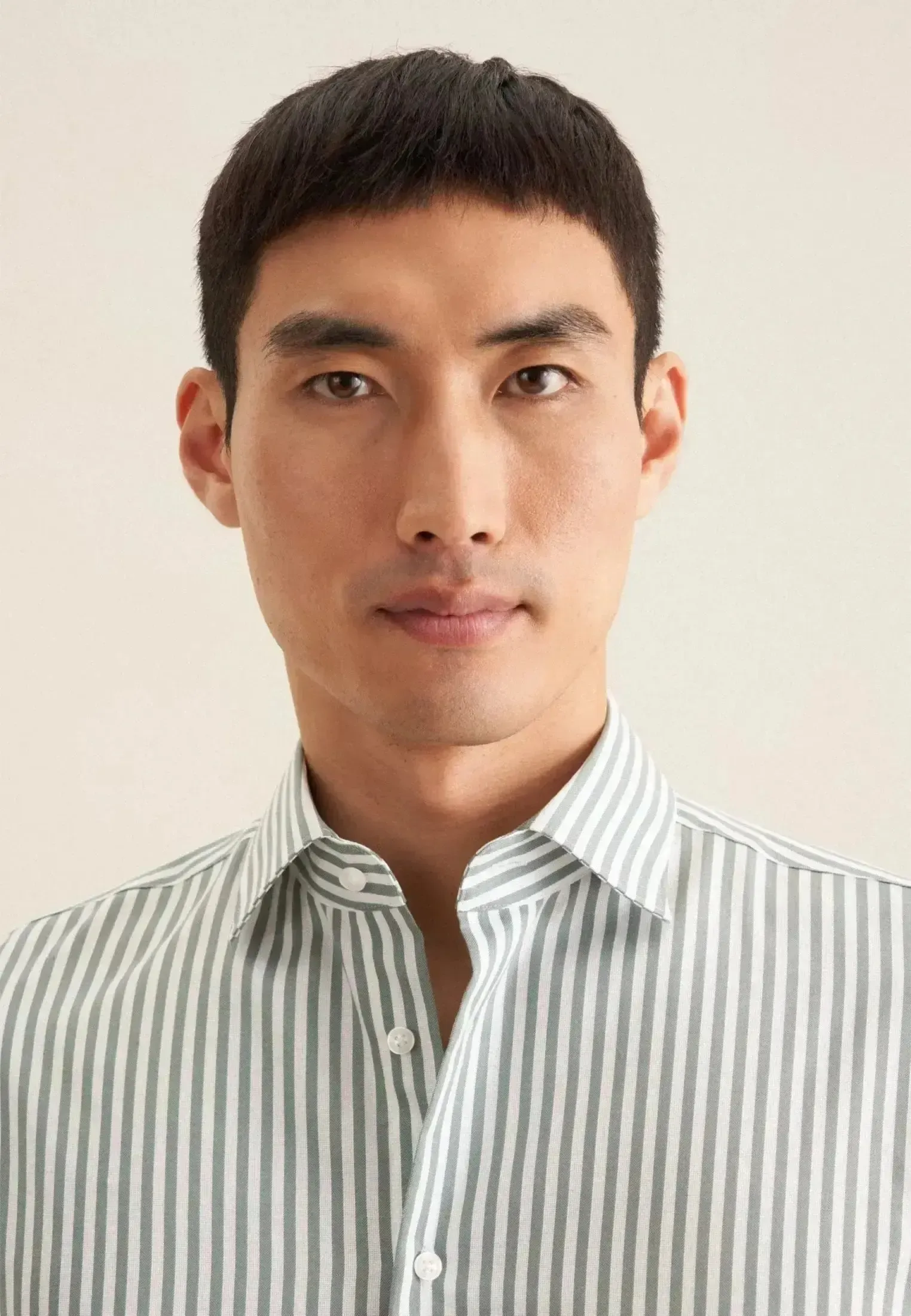 Seidensticker Mens Slim Fit No Iron New Kent Striped Business Shirt Mid Green - Image 4