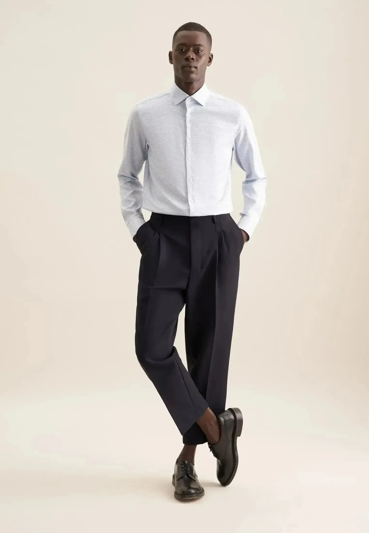 Seidensticker Mens Slim Fit No Iron New Kent Structured Business Shirt Light Green - Image 5