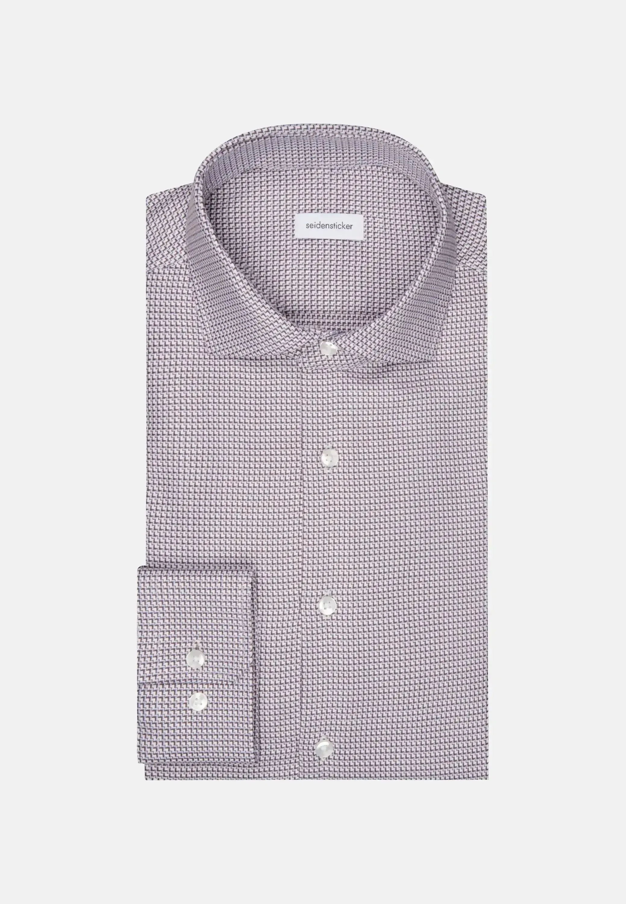 Seidensticker Mens Slim Fit No Iron Spread Kent Structured Pattern Business Shirt Brown - Image 9