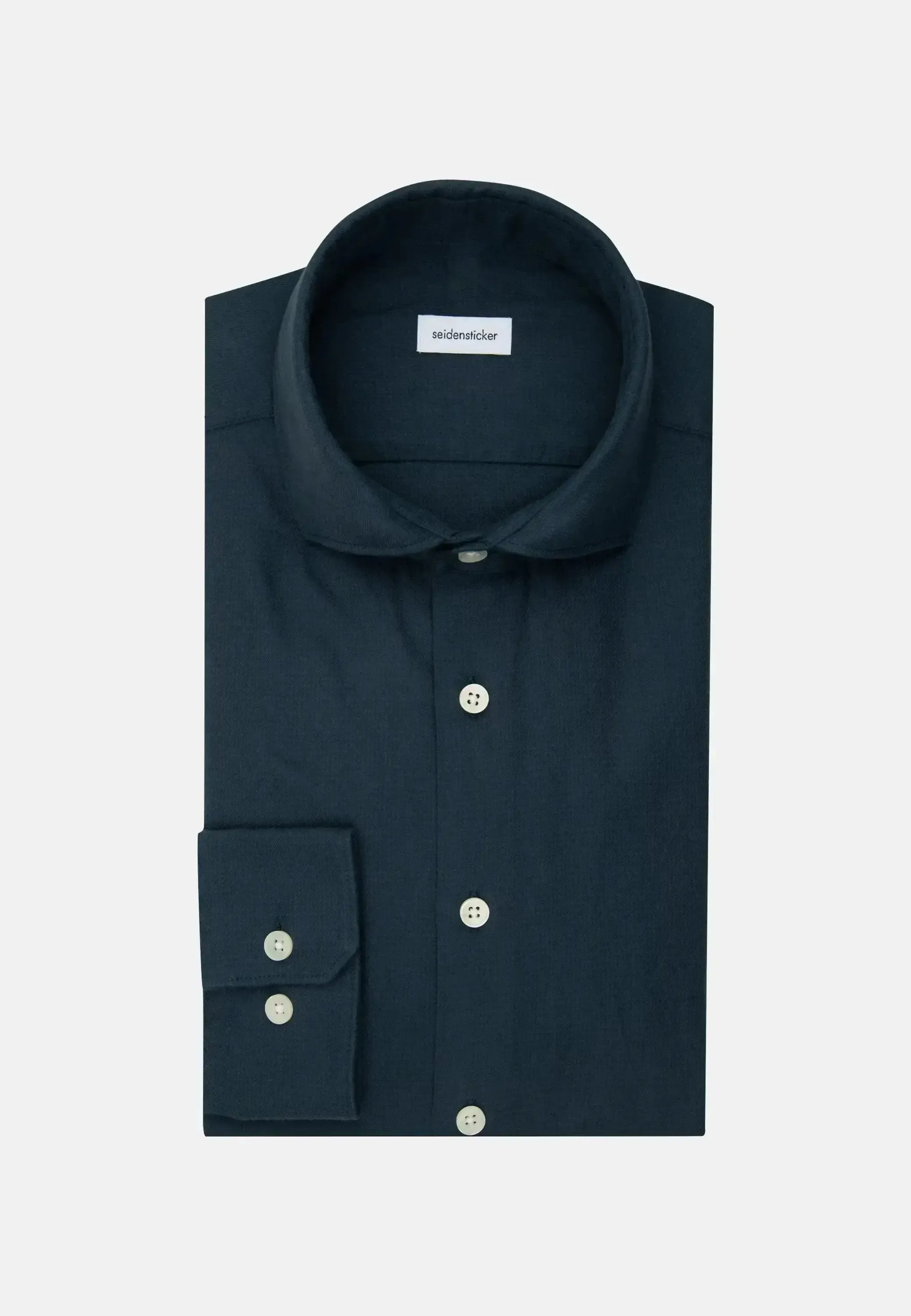 Seidensticker Mens Slim Fit Spread Kent Pepita Flannel Shirt Dark Blue - Image 9