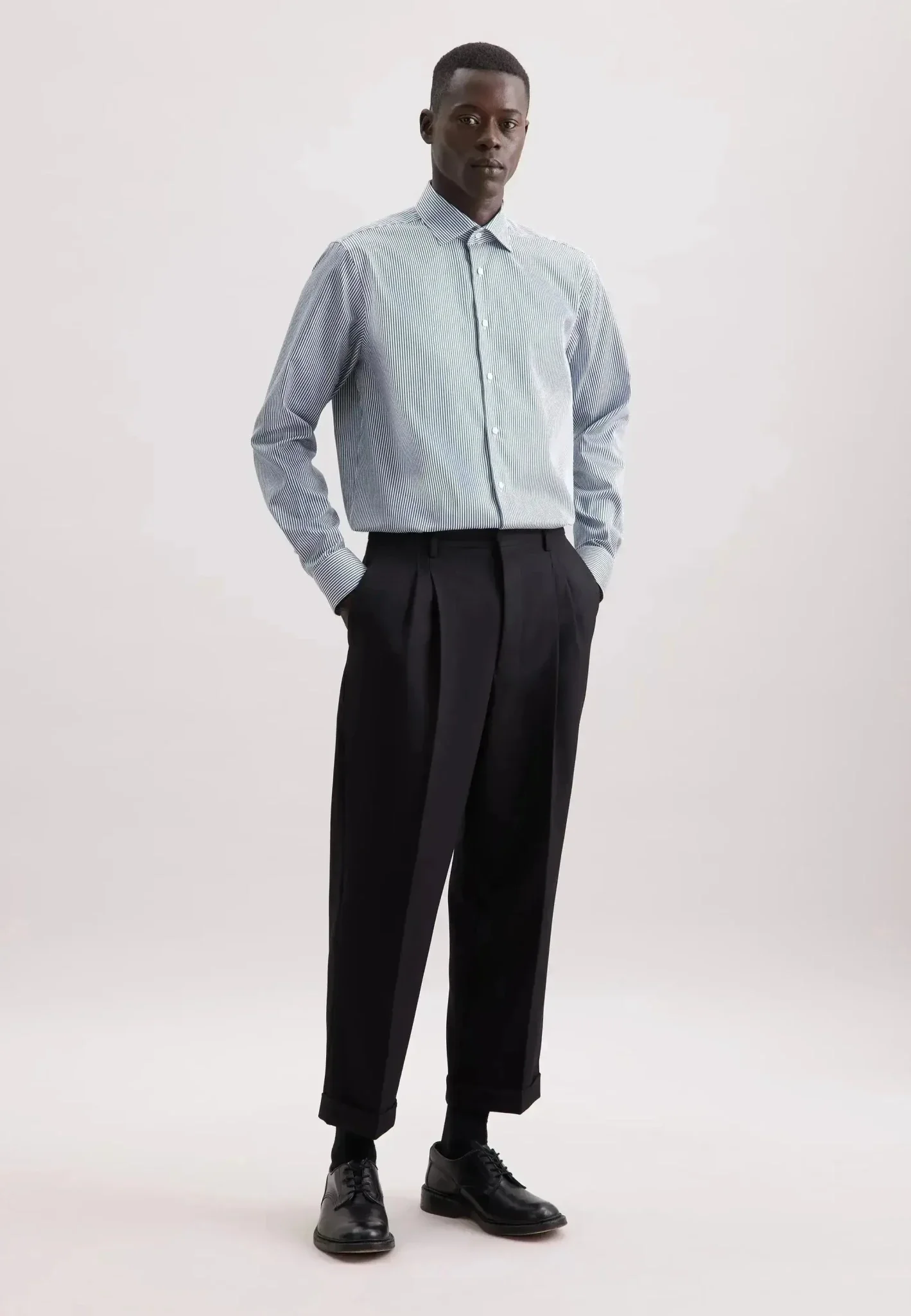 Seidensticker Regular Fit Easy Iron New Kent Striped Business Shirt Dark Teal - Image 6