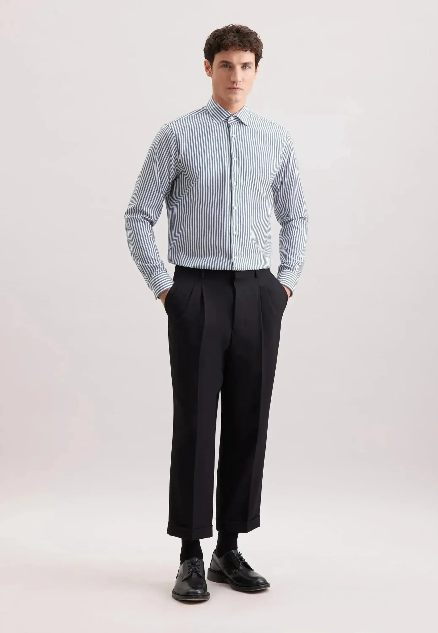 Seidensticker Regular Fit No Iron New Kent Striped Business Shirt Dark Teal - Image 6