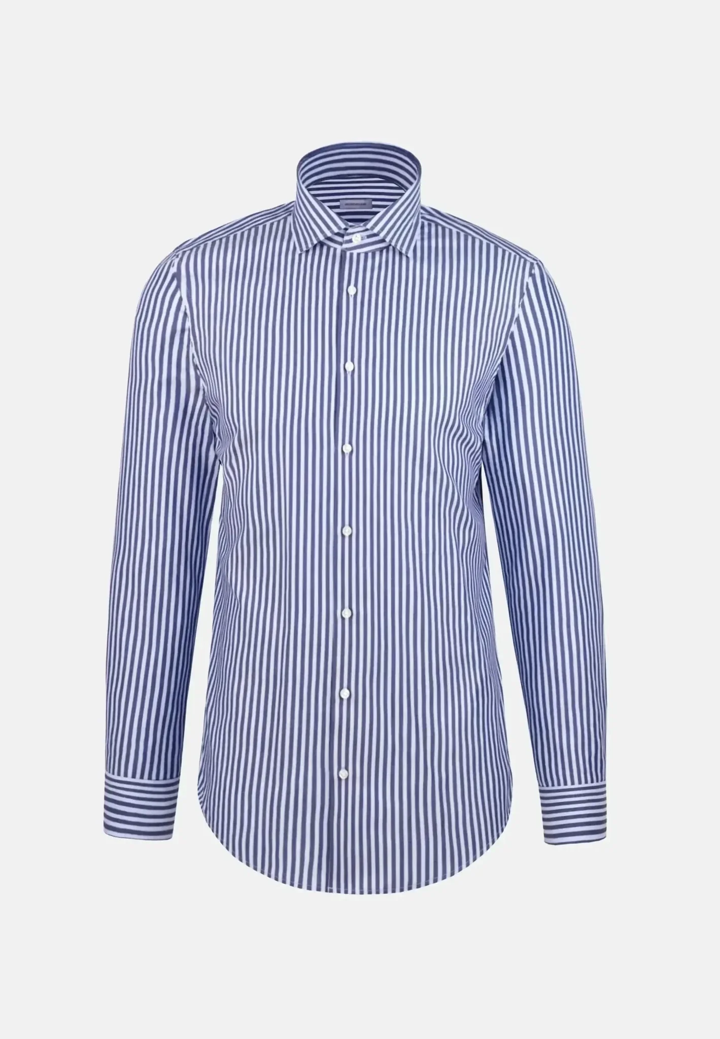 Seidensticker Regular Fit No Iron Spread Kent Structured Stripe Business Shirt Dark Blue