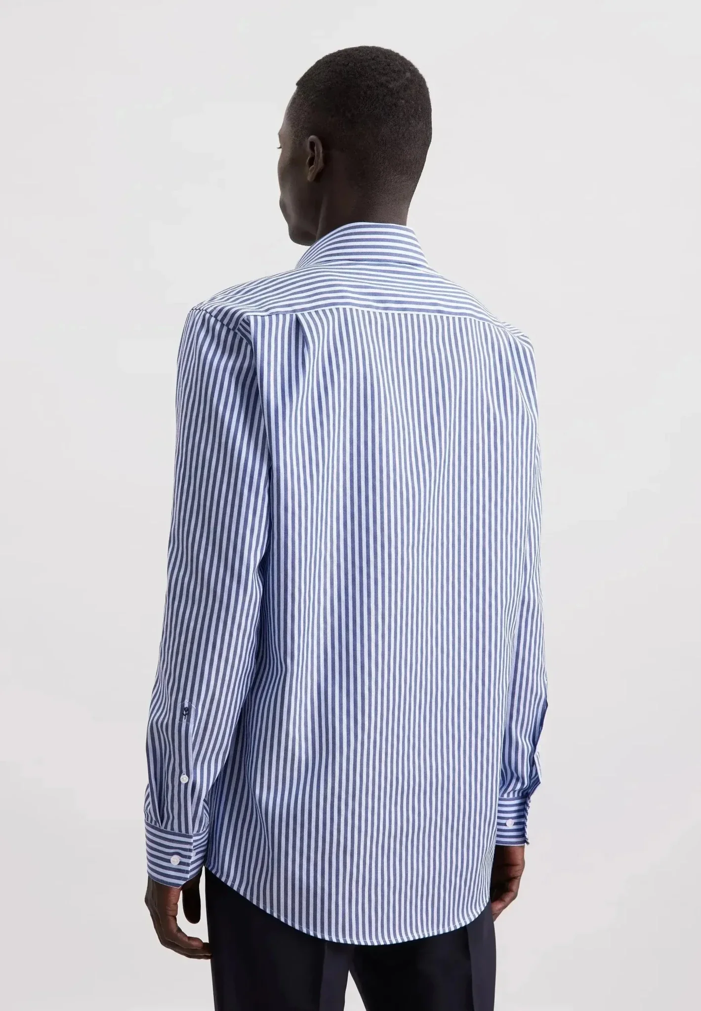 Seidensticker Regular Fit No Iron Spread Kent Structured Stripe Business Shirt Dark Blue - Image 3
