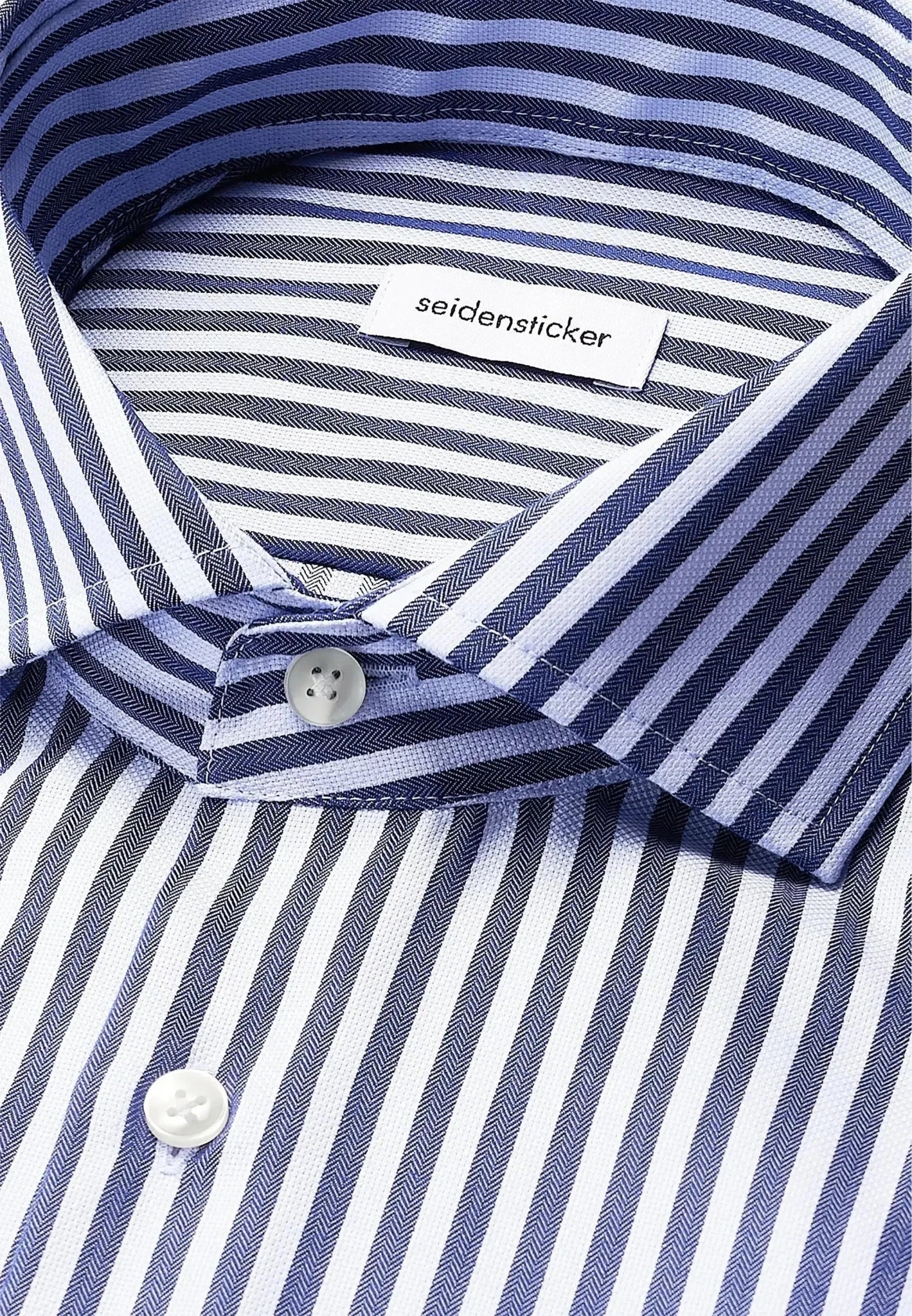 Seidensticker Regular Fit No Iron Spread Kent Structured Stripe Business Shirt Dark Blue - Image 8