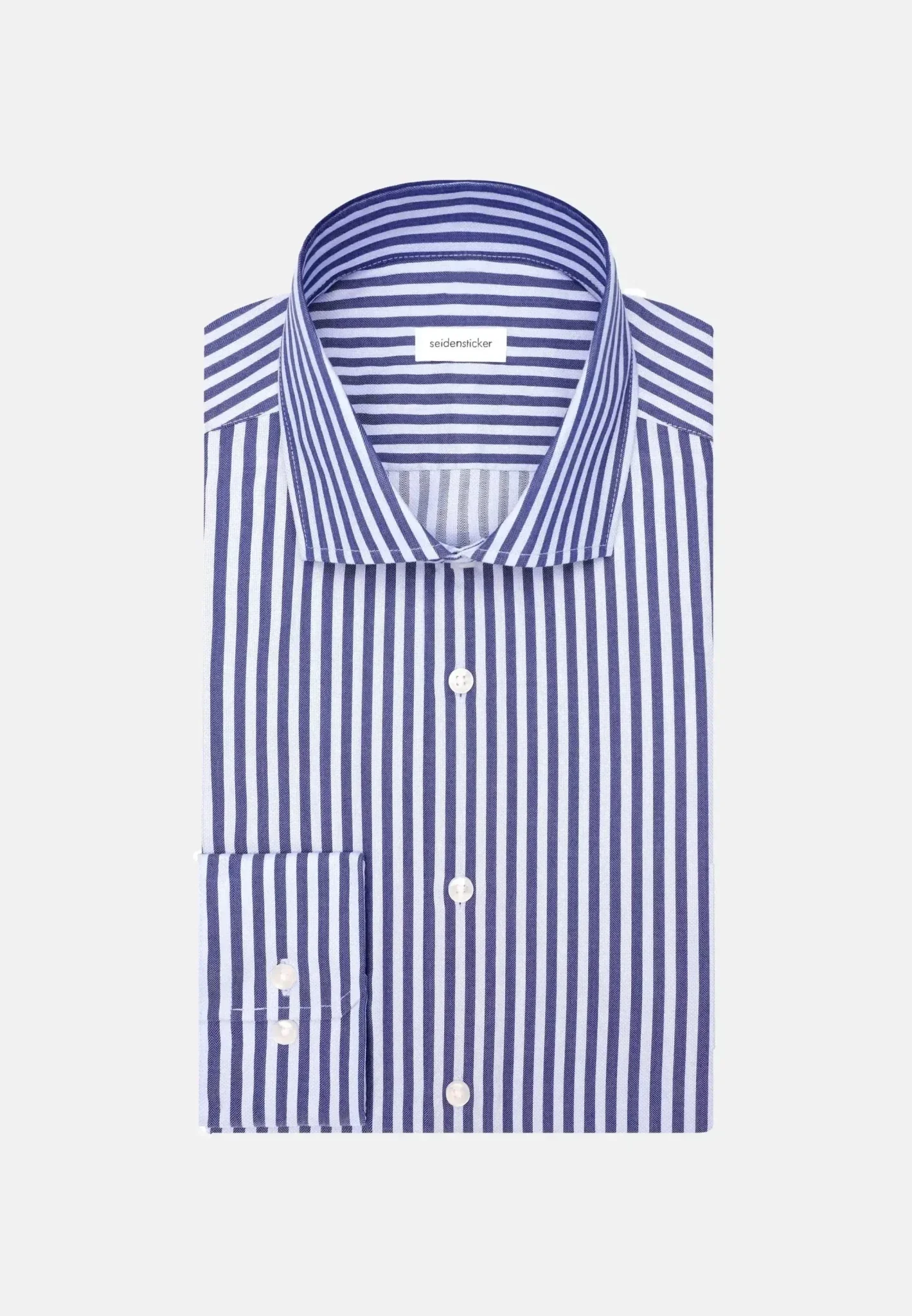Seidensticker Regular Fit No Iron Spread Kent Structured Stripe Business Shirt Dark Blue - Image 9