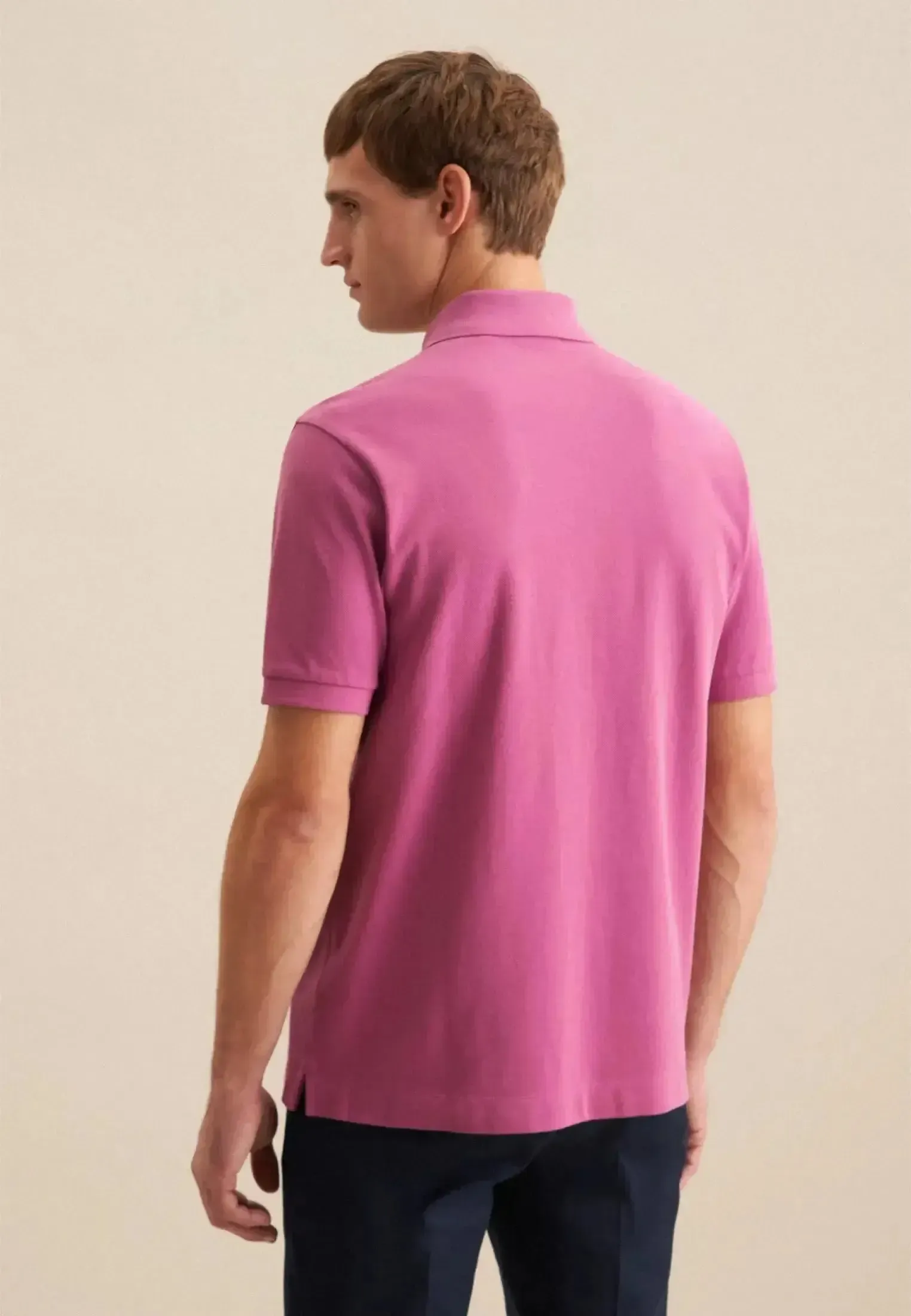 Seidensticker Regular Fit Pique Polo Shirt Dark Pink - Image 3