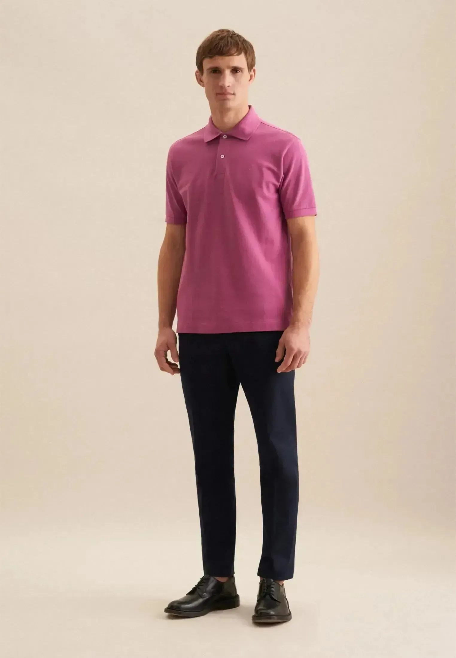 Seidensticker Regular Fit Pique Polo Shirt Dark Pink - Image 6
