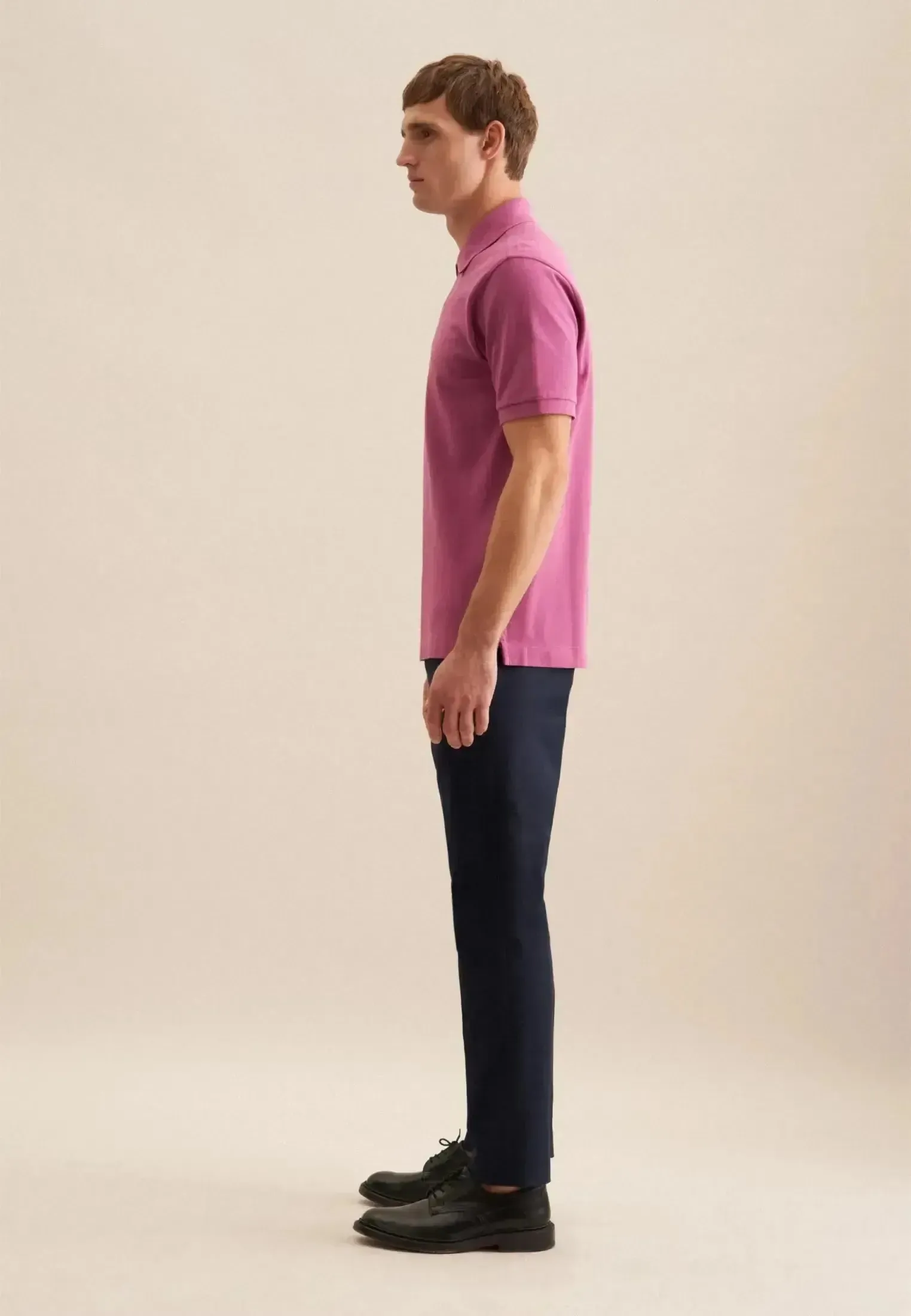 Seidensticker Regular Fit Pique Polo Shirt Dark Pink - Image 7