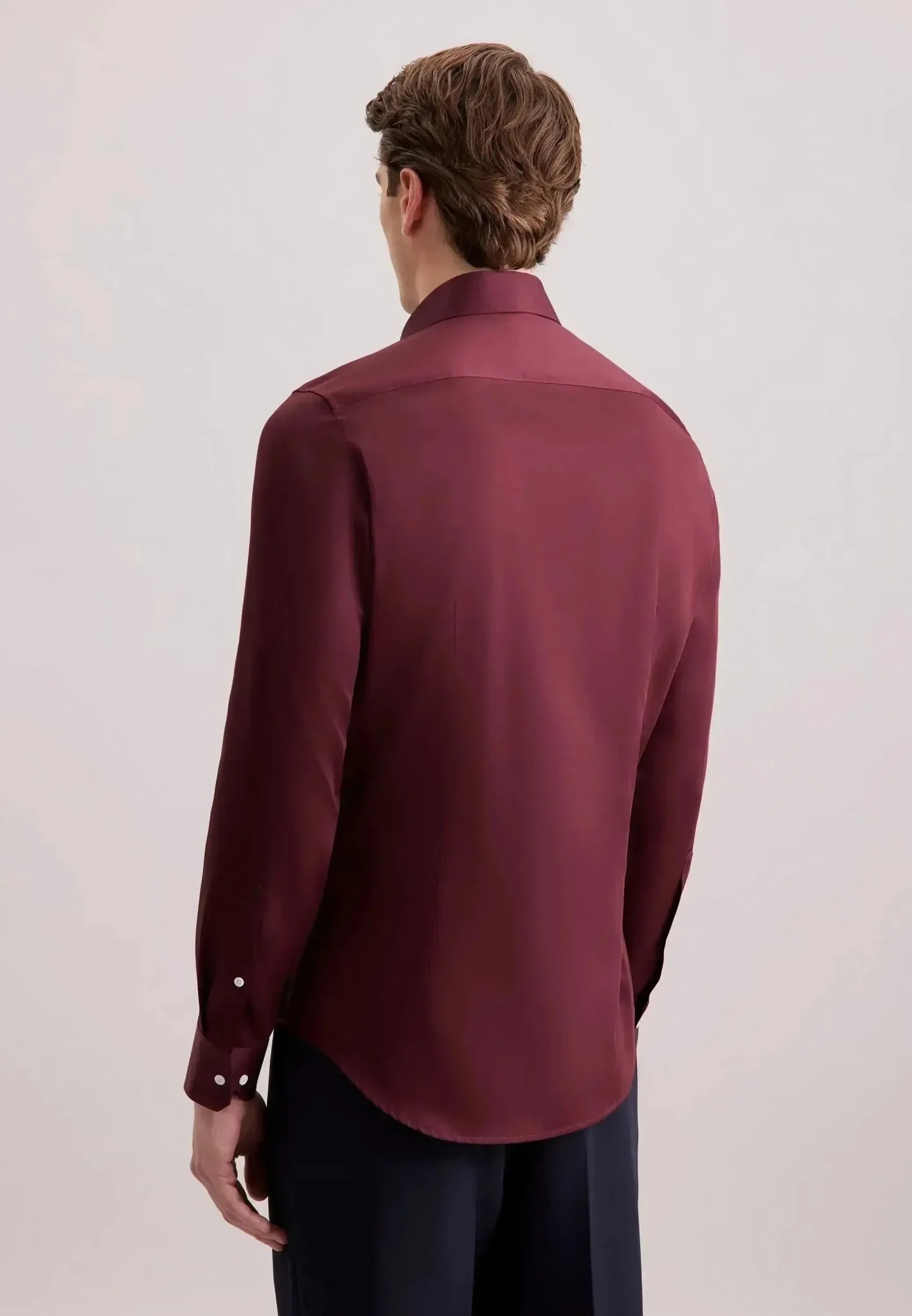 Seidensticker Shaped Fit Easy Iron New Kent Business Shirt Burgundy - Image 3
