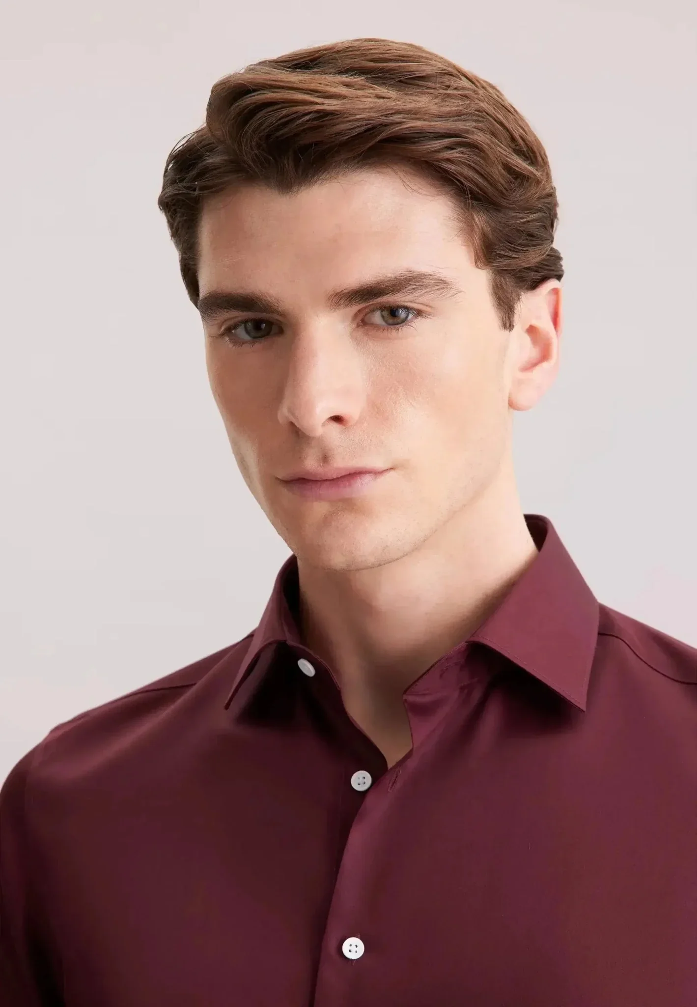 Seidensticker Shaped Fit Easy Iron New Kent Business Shirt Burgundy - Image 4