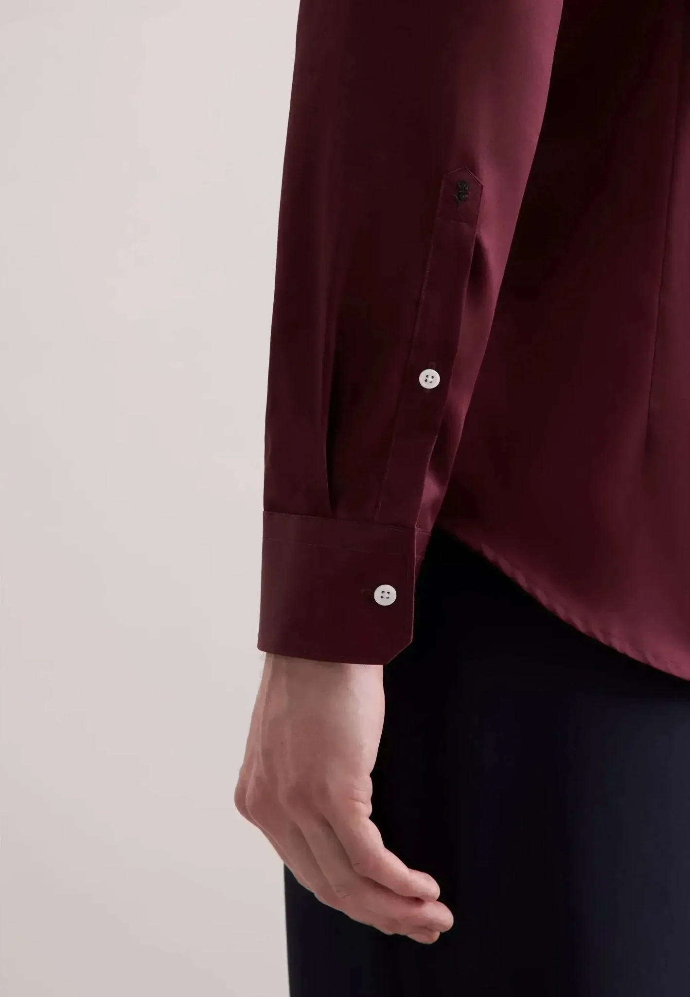 Seidensticker Shaped Fit Easy Iron New Kent Business Shirt Burgundy - Image 5