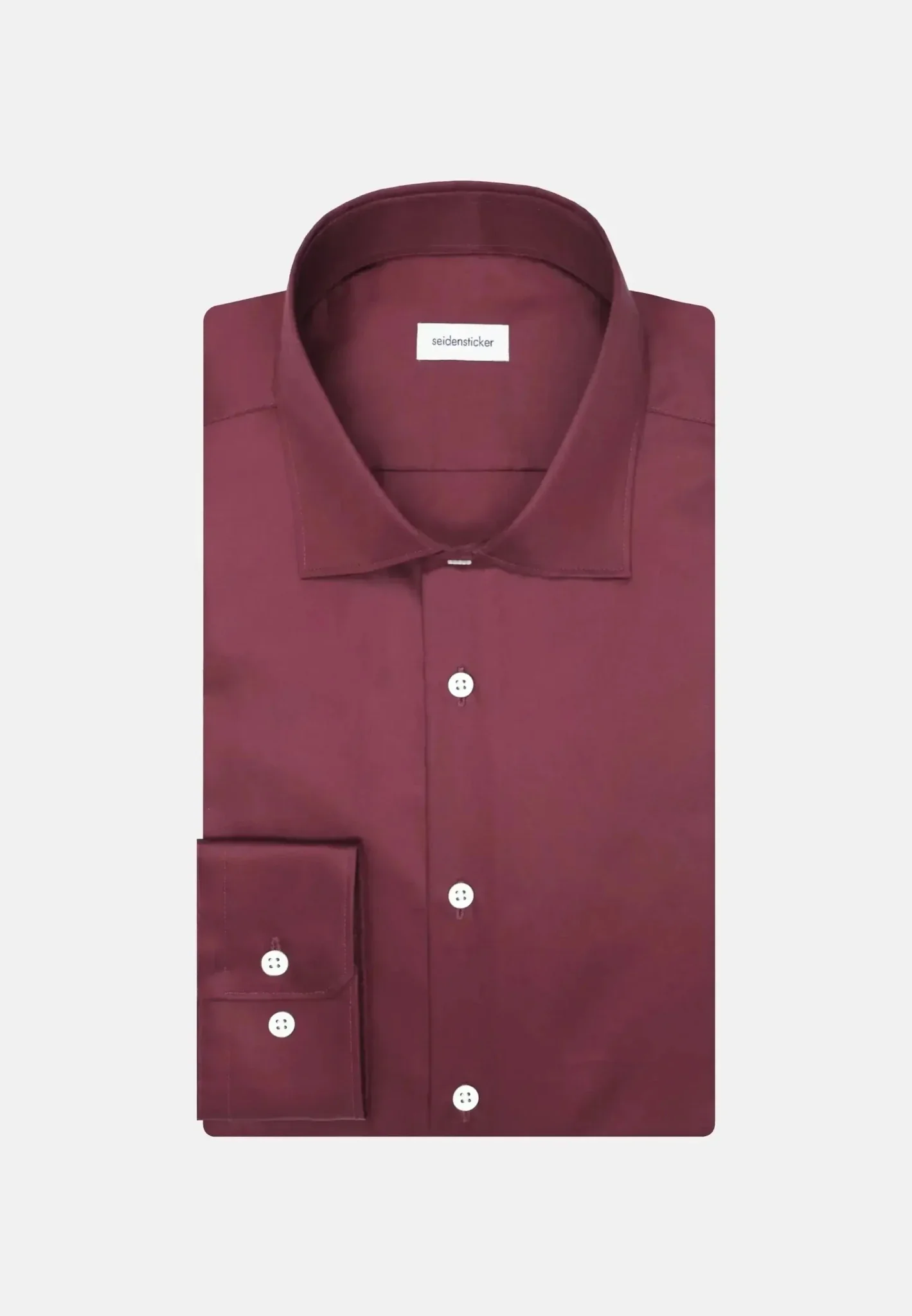 Seidensticker Shaped Fit Easy Iron New Kent Business Shirt Burgundy - Image 9
